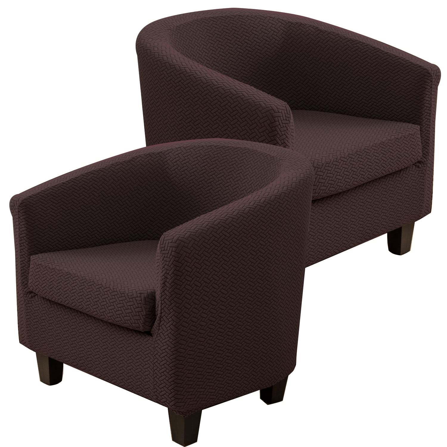 2 Coprisedia In Tessuto Jacquard Elasticizzato KELUINA Per Poltrone A Vasca – Grigio Chiaro - 3