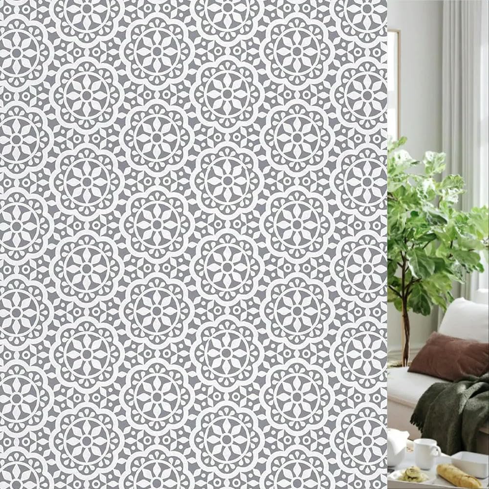 Frosted Window Privacy Film, Non-Adhesive Window Glass Films, Heat Control Static Cling Removable Window Stickers