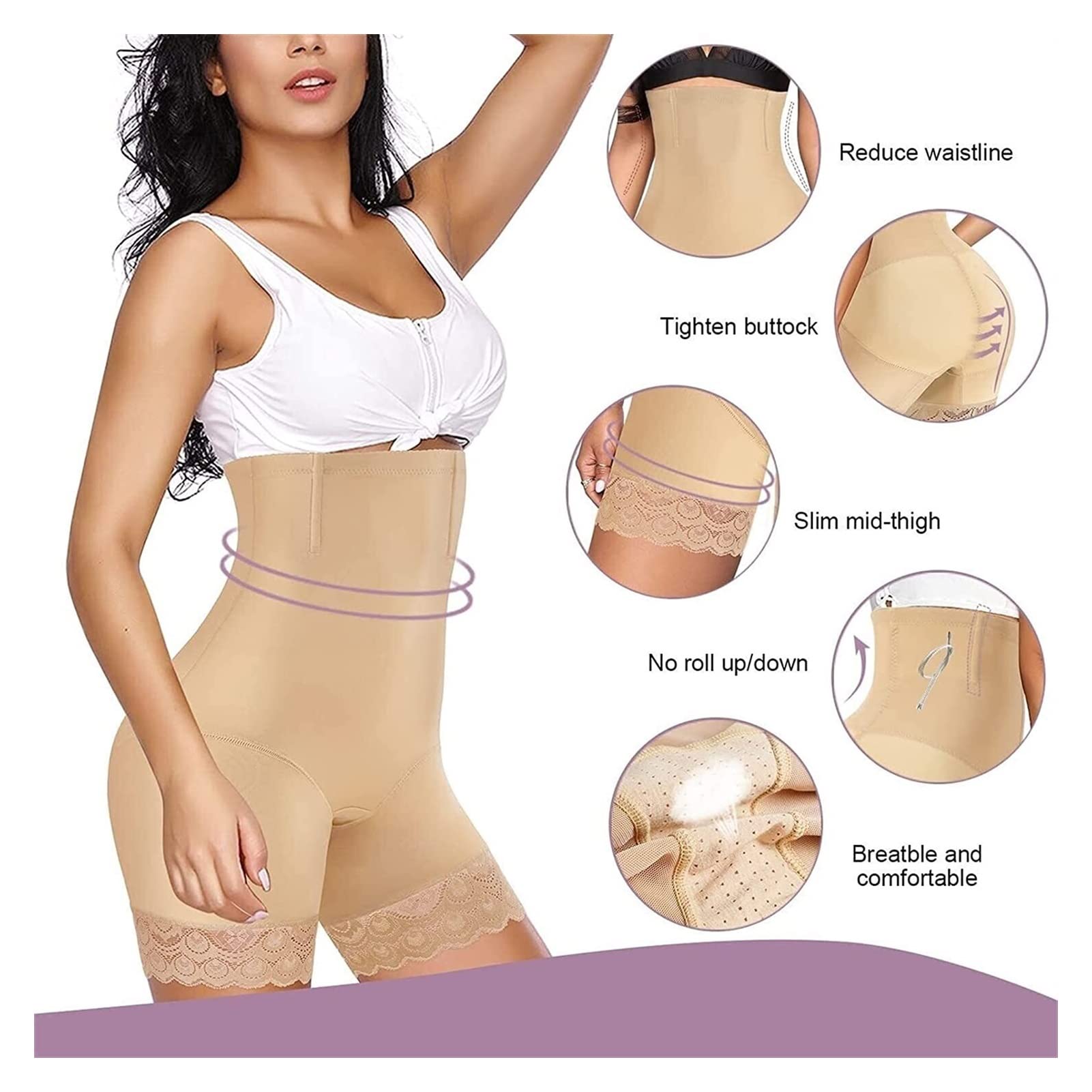 Pantaloncini Modellanti Anti-arrotolamento da Donna, Mutandine Modellanti a Vita Alta Contenitive, Guaina Post-Parto