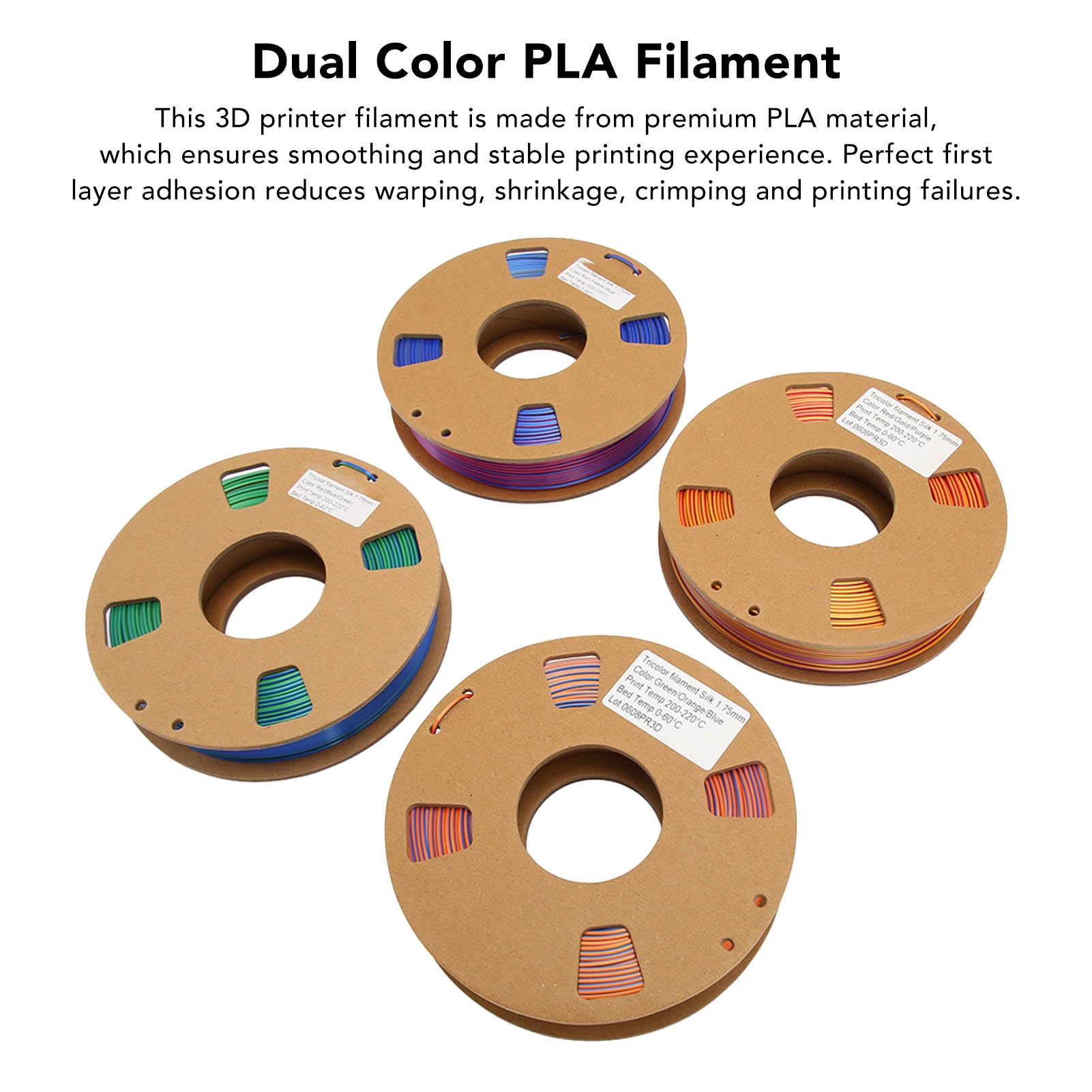 Fyearfly SilkTri-250-4P - Filamento 3D de triple color de 1.75 mm, carrete de PLA de seda, paquete de 4 (4 x 250 g) para modelos suaves y vibrantes, funciona con dispositivos de impresión FDM comunes