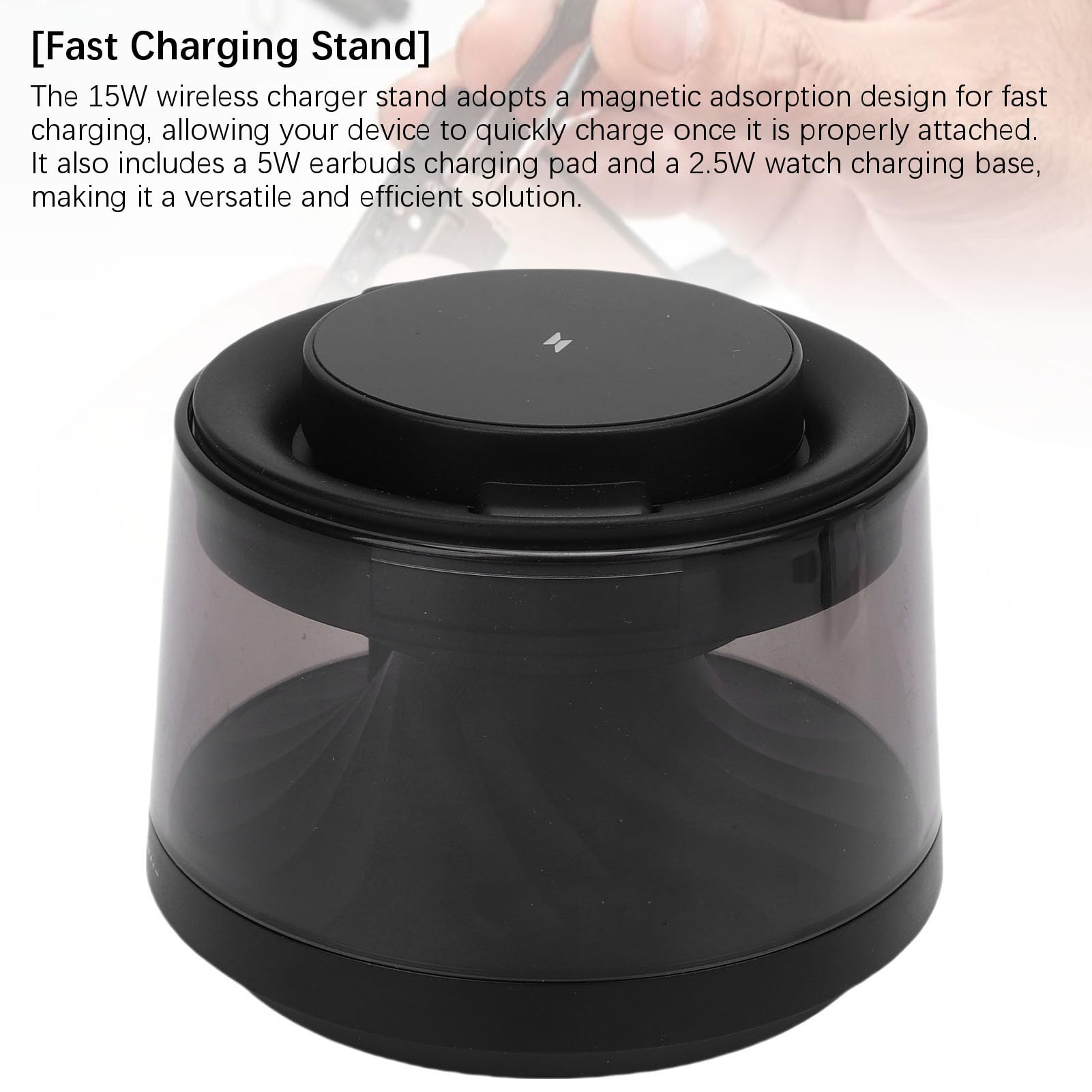 Tangxi Caricatore Wireless da 3 su 1, Supporto per Carico Rapido Magnetico Bluetooth Touch Night Light Cargeing Rapido, per Camera da Letto, Corridoio