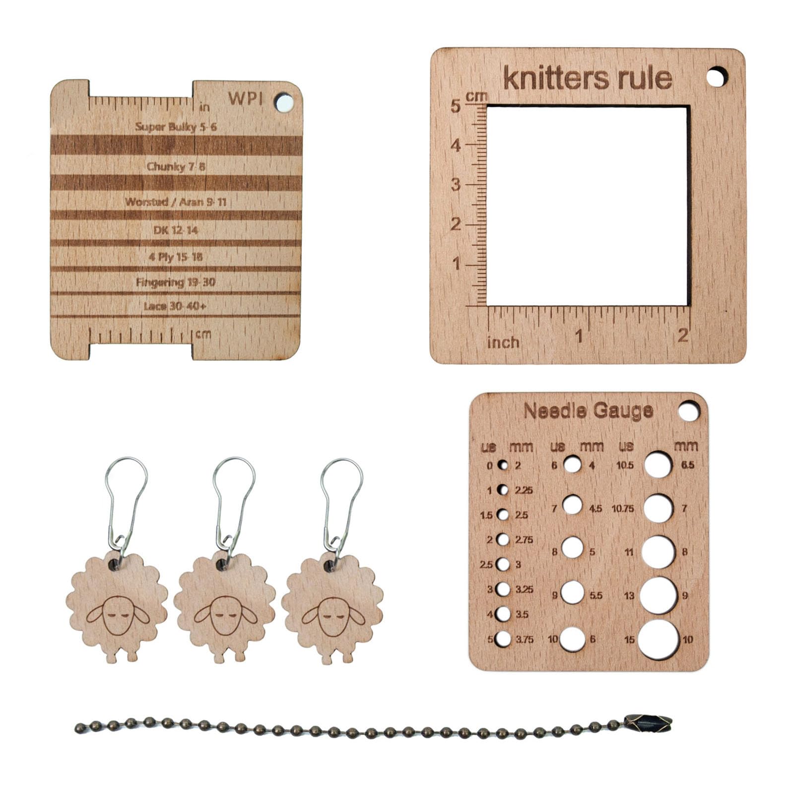 Tsophreniq Wood Knitting Ruler Set for Accurate Measurements Wood Needle Gauge Yarn Gauge Accessories Yarn Measuring Tool