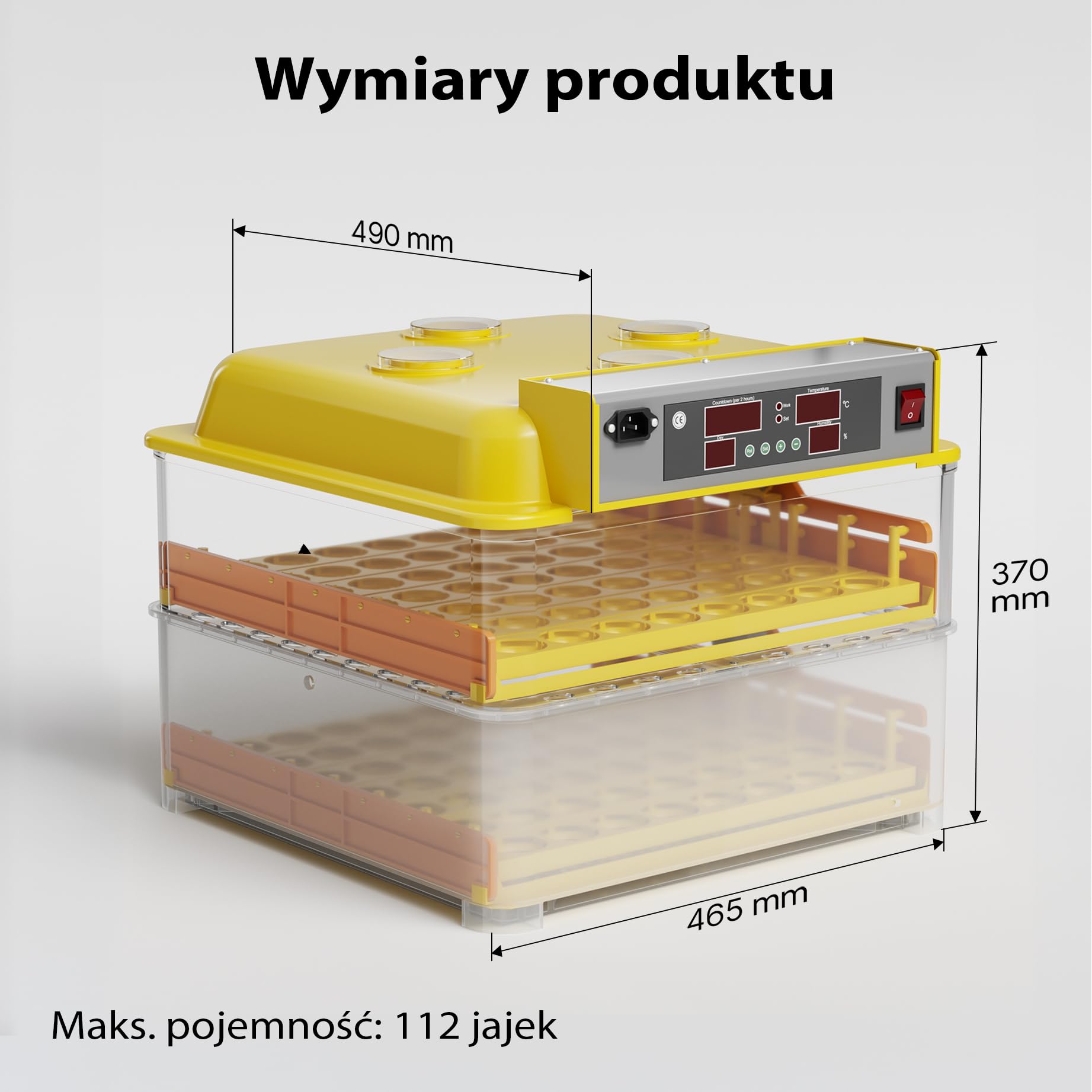 Wiltec automatyczny inkubator na 112 jaj, inkubator z w pełni automatycznym systemem obracania, inkubator z kontrolą temperatury i regulacją wilgotności, inkubator do jaj wylęgowych