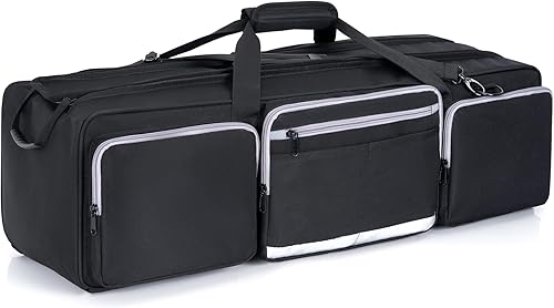 Estuche de transporte de trípode resistente con divisor acolchado, funda de doble cremallera para trípodes, monopiés, soportes para altavoces,
