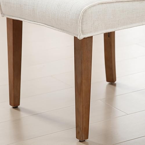 Miniatura 7 de chairus Juego de 4 sillas de comedor de granja, cómodas sillas de cocina tapizadas de tela de lino, sillas de comedor de madera marrón nogal, para