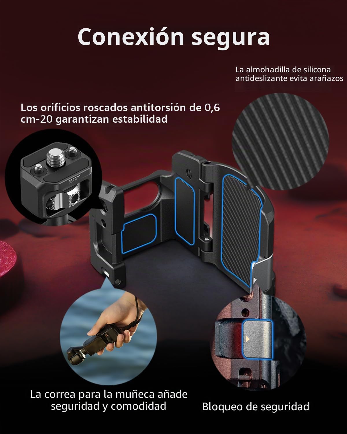 SMALLRIG Accesorio Adaptador de Expansión para DJI Osmo Pocket 3, Soporte Liviano de 52 g para Pocket 3, con Soporte de Zapata Fría, Orificios Roscados de 1/4"-20 y Puertos de Garra - 5072