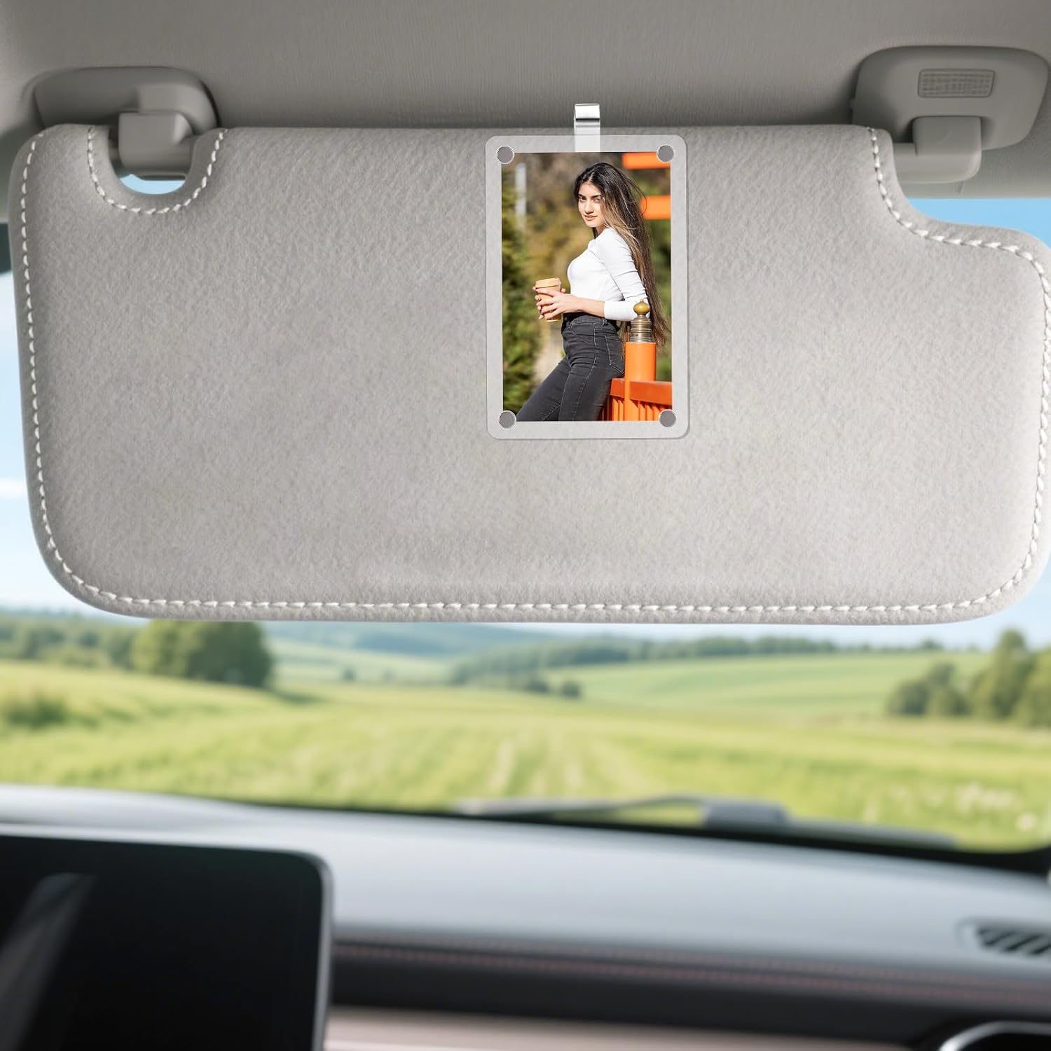 2PCS Car Picture Holder, Acrylic Magnet Visor Clip Photo Frame, Personalized Car Photo Holder Cars Accessories Photo Holder, Crystal-Clear Magnet Photo Memorabilia Display 3.5x2.4 in thumbnail