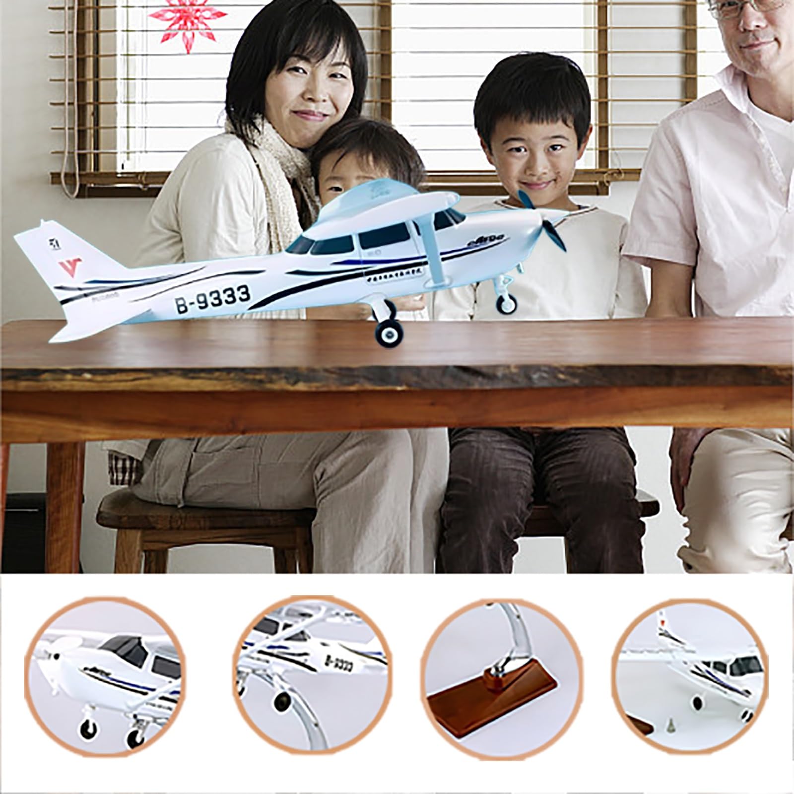 Modello aereo statico Cessna 172 in scala 1:30 lega resina con supporto espositivo staccabili ruote espositore tavolo collezione for adulti appassionati aviazione