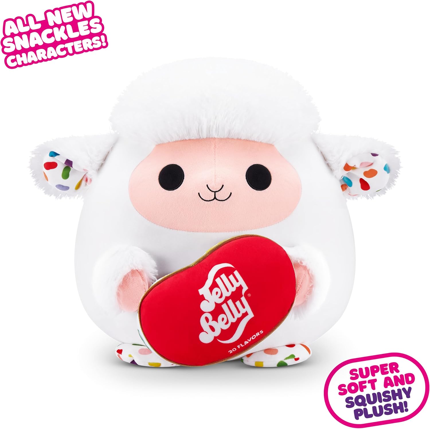 Snackles Series 2 Lamb & Jelly Belly 14 Inch Plush by ZURU, Ultra Soft Plush, Collectible Plush with Real Licensed Brands, Stuffed Animal, Giftable