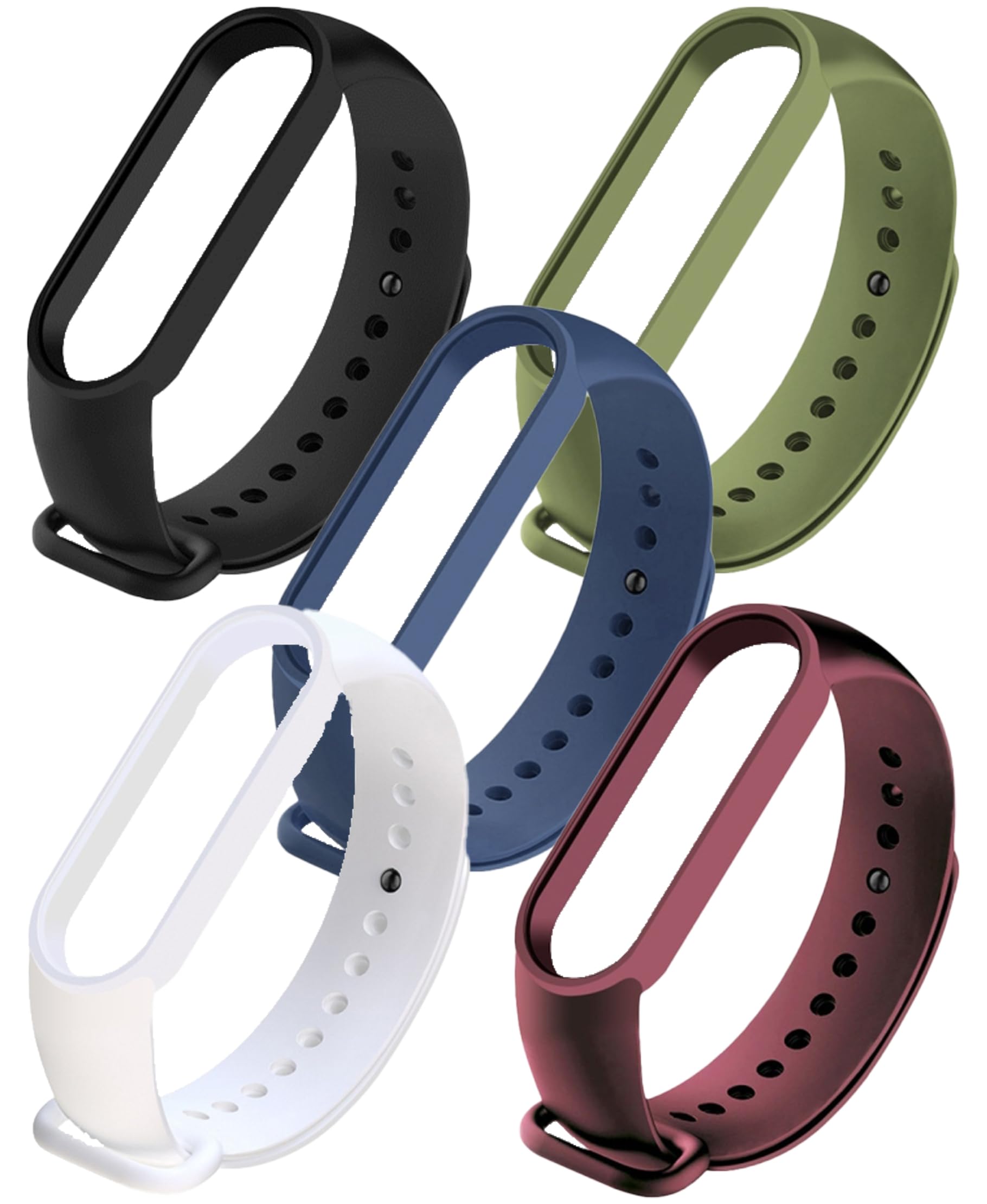 cerlink silicone watch band for mi band 5,mi band 6 waterproof, durable, comfortable, sporty strap replacement lightweight pack of-5