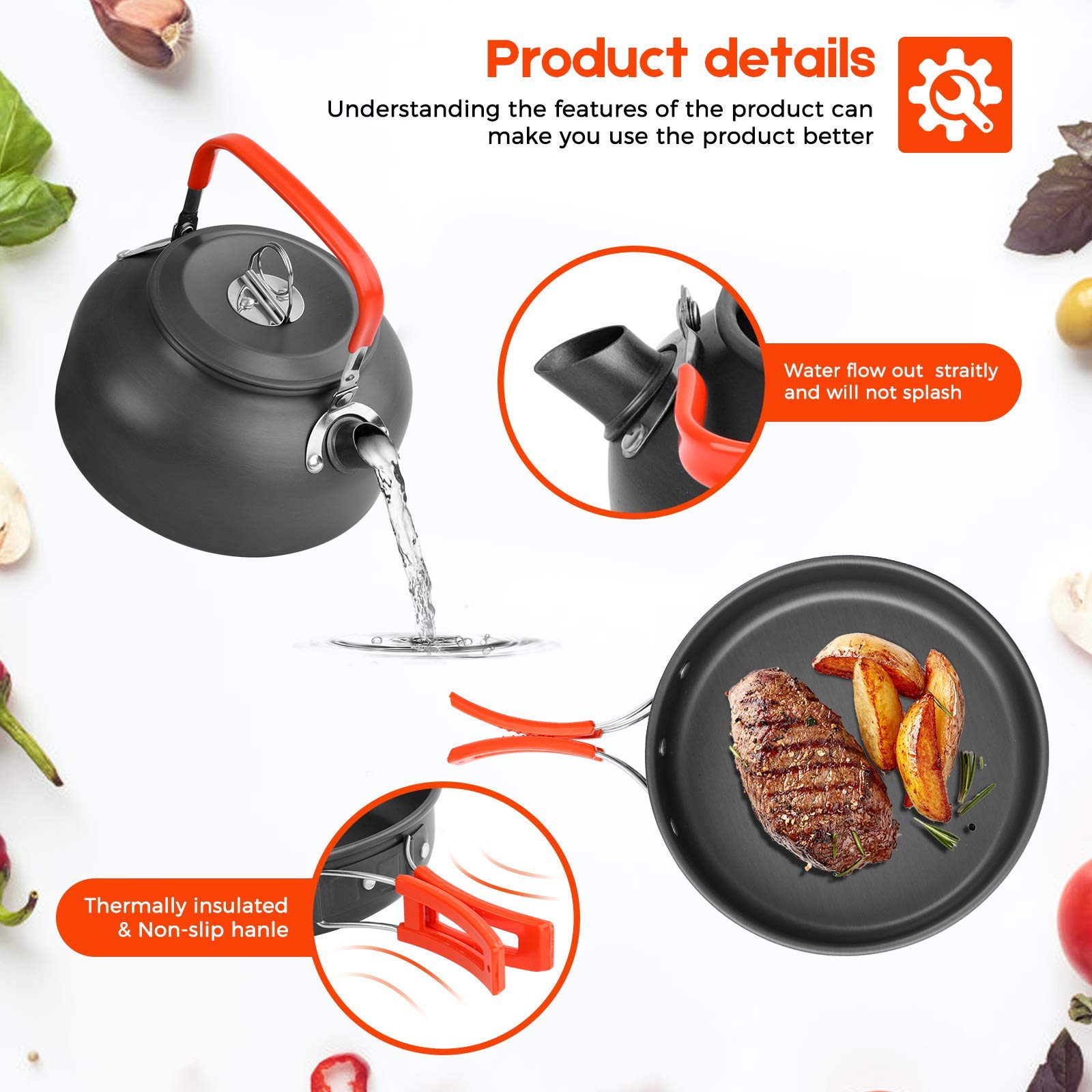 BILIPLE Batterie De Cuisine Camping 14 Pièces - Ensemble Vaisselle Pliable Portable Pour Extérieur