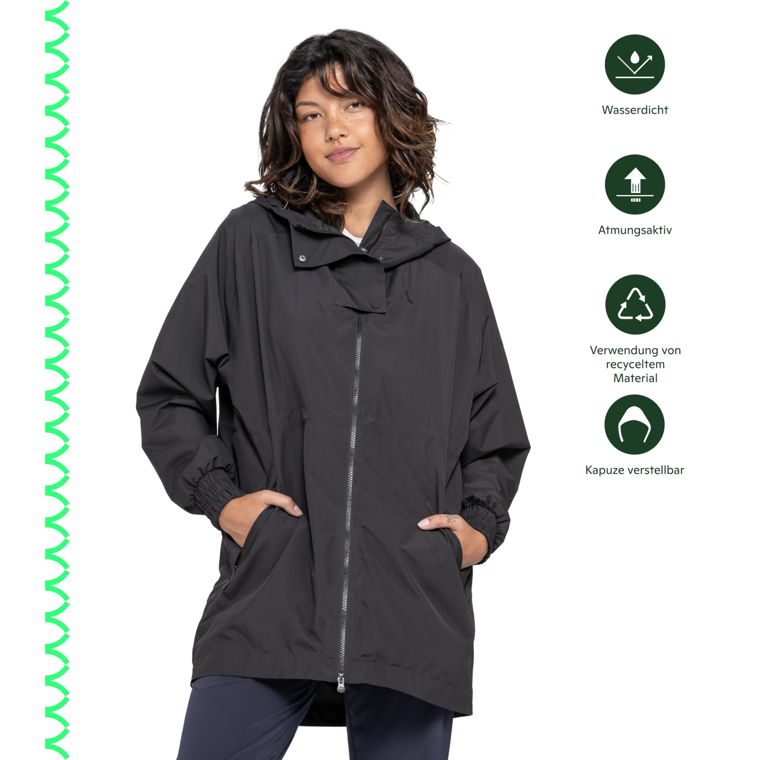 Schöffel Damen Parka Style Bohorok WMS, wasserdichter Regenparka aus recyceltem Material, atmungsaktive Allwetterjacke mit Oversize-Passform - 2