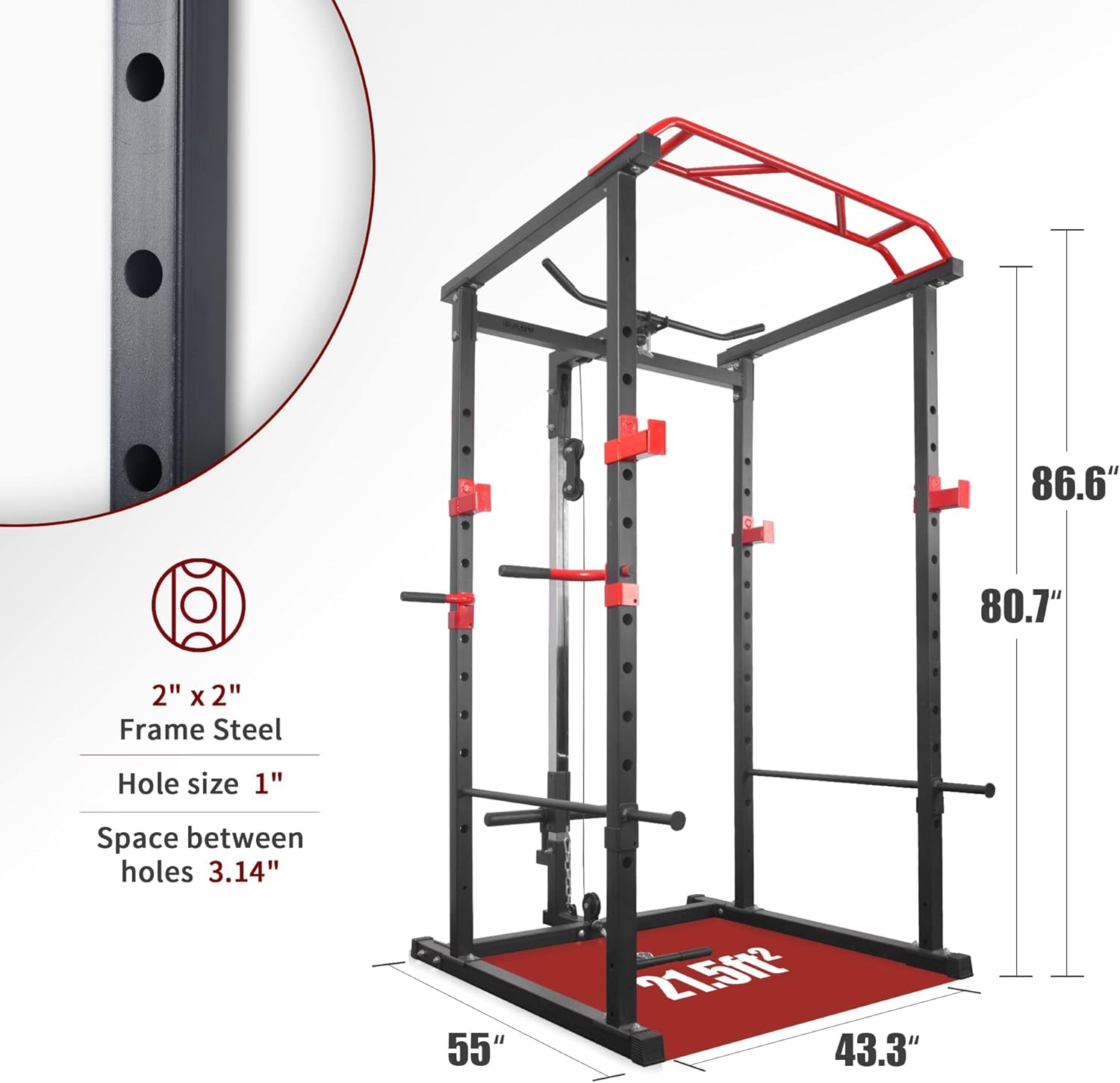 IFAST IFAST Multi-functional Power Cage – Adjustable Pullup & Squat Rack, 1000Lbs Capacity - Image 5