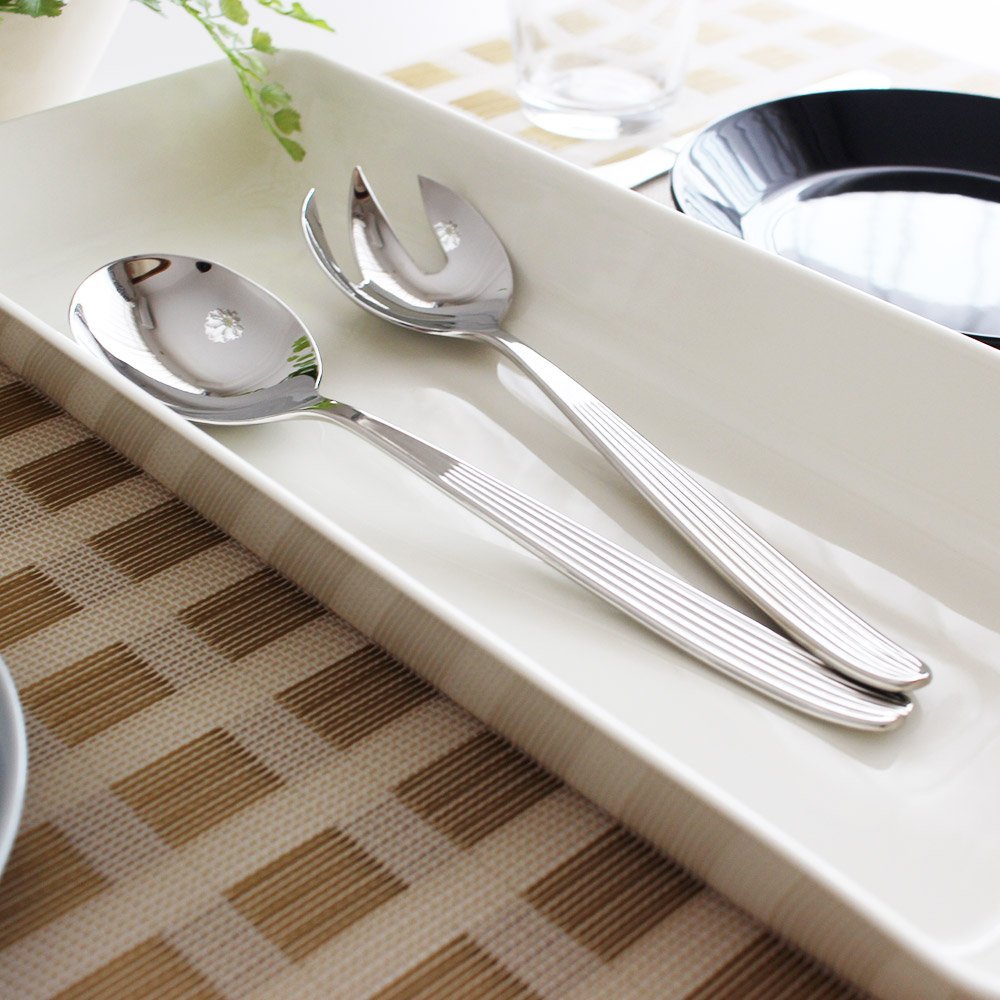Iittala Scandia Salatbesteck Servierset 2tlg. aus Edelstahl hergestellt, spülmaschinengeeignet in der Farbe Silber, Länge: 23 cm, 1016517