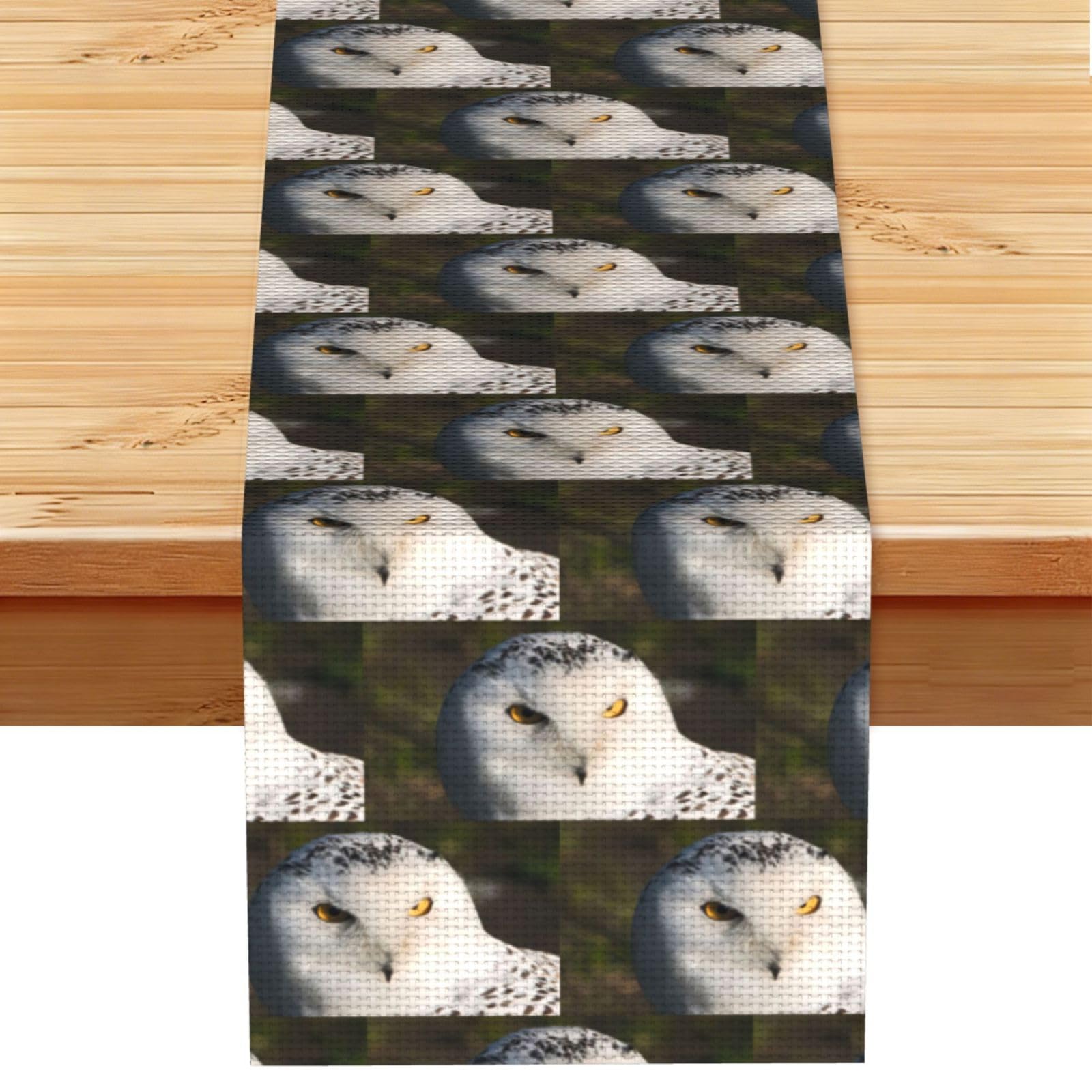 Snowy Owl Eyes Stylish Printed Table Cloth, Decorative Table Runner 13x72in for Home, Party and Banquet Home Decor