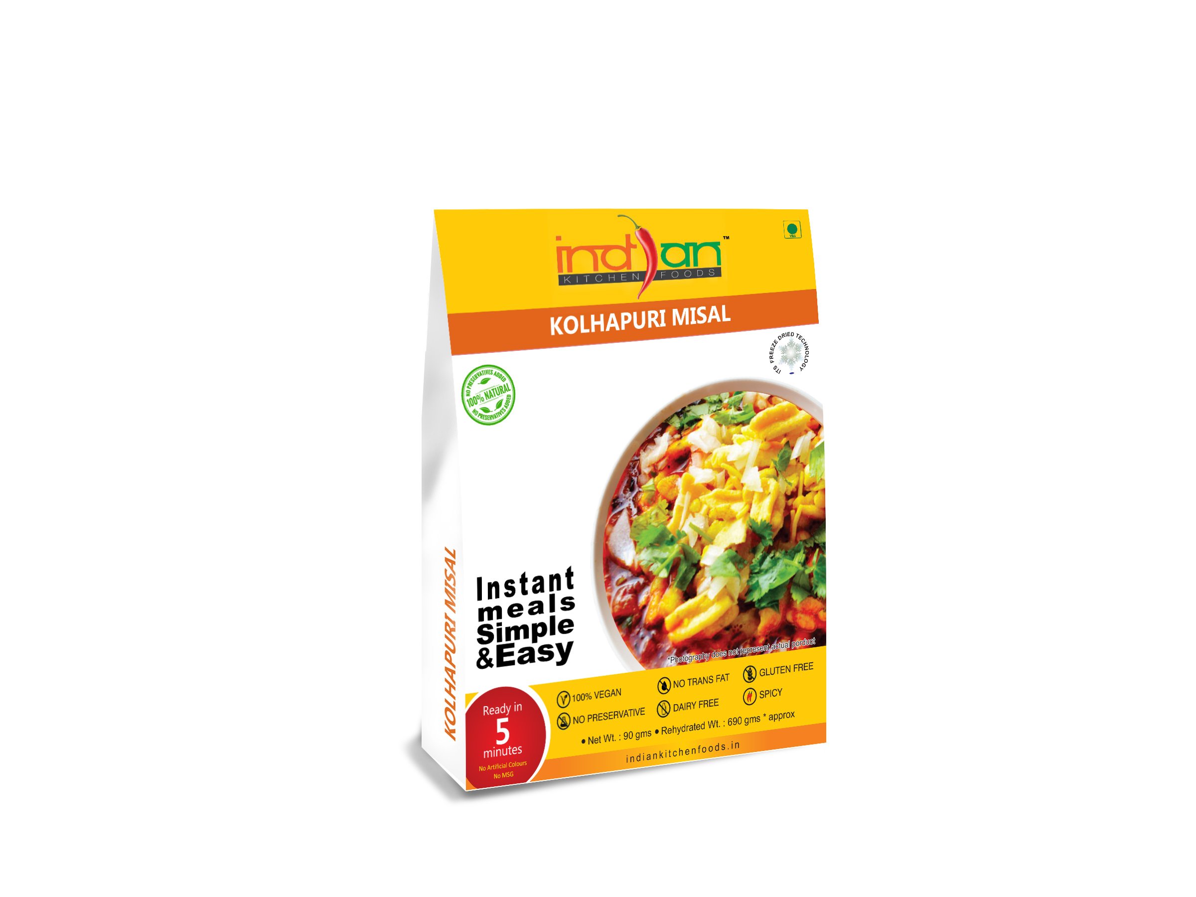Indian Kitchen Foods Jain Kolhapuri Misal | Freeze Dried Gluten-Free Ready to Eat Instant Vegetarian/Vegan Meal - Rehydrated Wt. 690 gm (B075SZ571K) Amazon Price History, Amazon Price Tracker