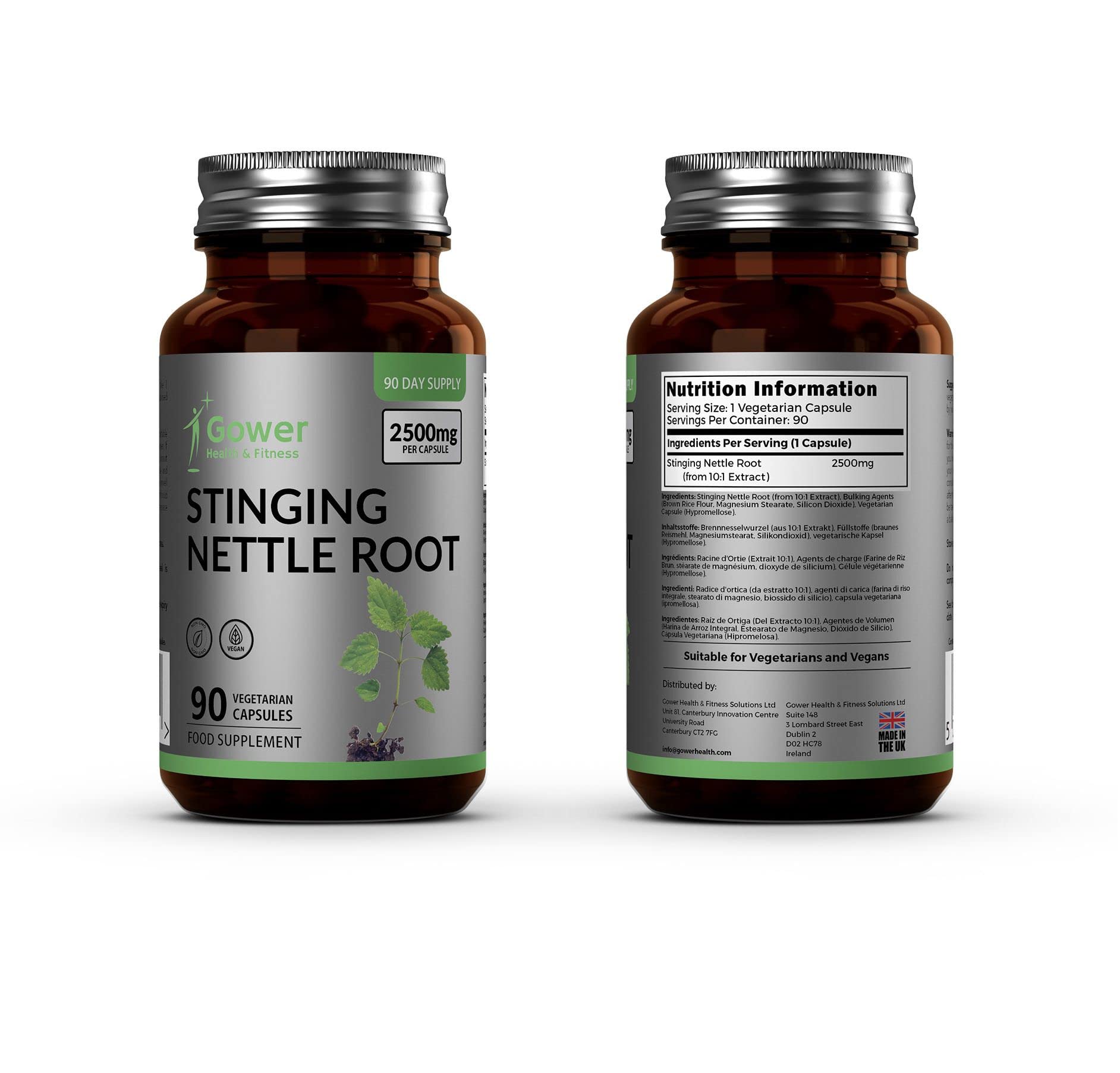 GH Radice Ortica Integratore | 90 Capsule (Estratto 10:1) 2500 mg per Dose | Estratto Radice di Ortica ad Alto Dosaggio| Non-OGM, senza Glutine e Latticini | Prodotto nel Regno Unito