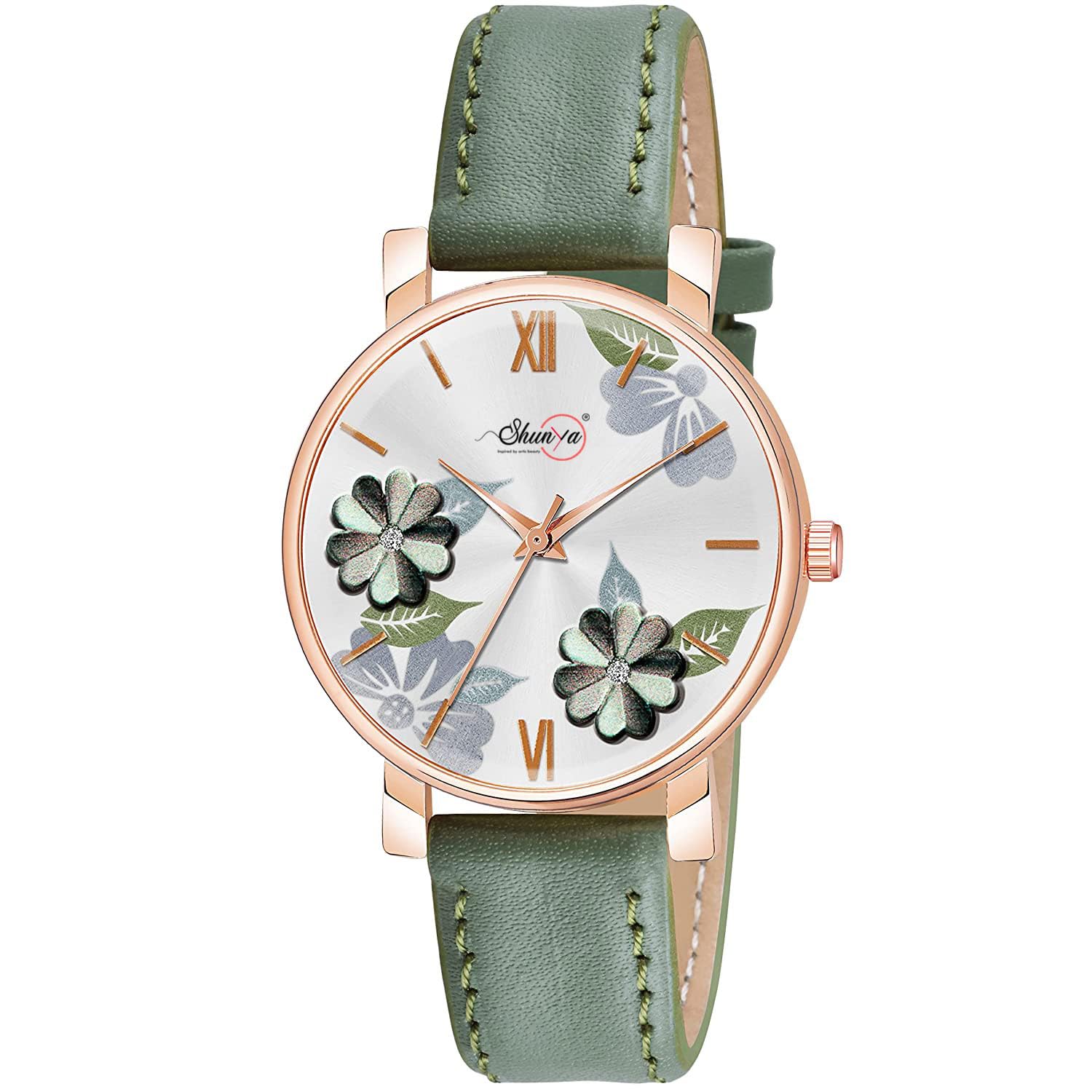 Shunya New Multi Color Flower Dial Premium Leather Strap Analog Watch for Women and Girls (B0CBPQVP12) Amazon Price History, Amazon Price Tracker