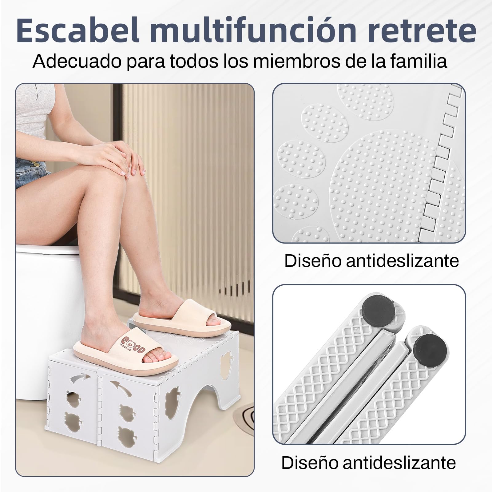 Taburete de Inodoro Plegable – Taburete fisiológico para baño y WC para Adultos y niños
