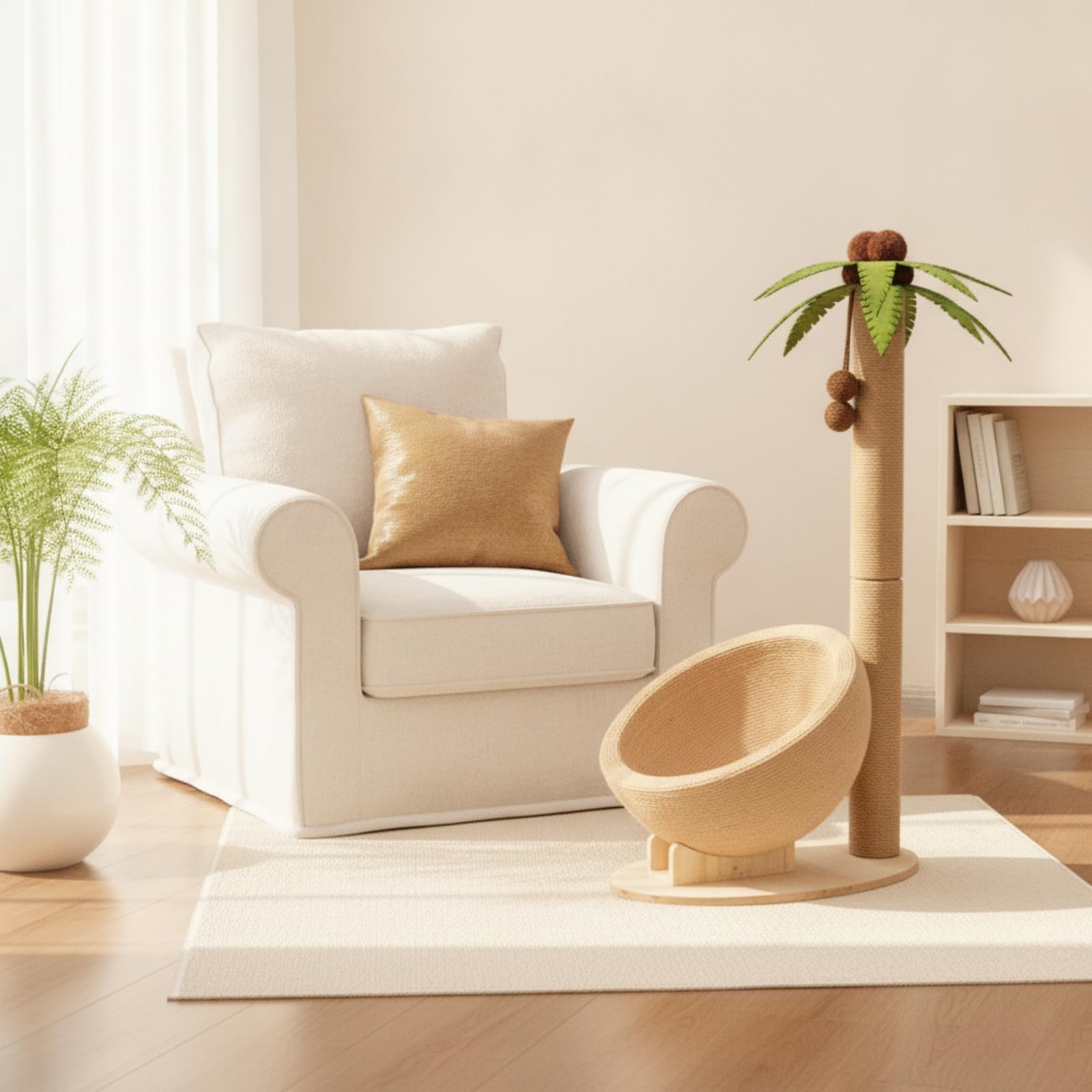 Tiragraffi Gatto Torre Albero Piattaforma Cuccia Graffiatoio Colonna Ciotola Nido con Design Palma Materiali in Sisal E Feltro Adatto per Arredo Interno Famiglie