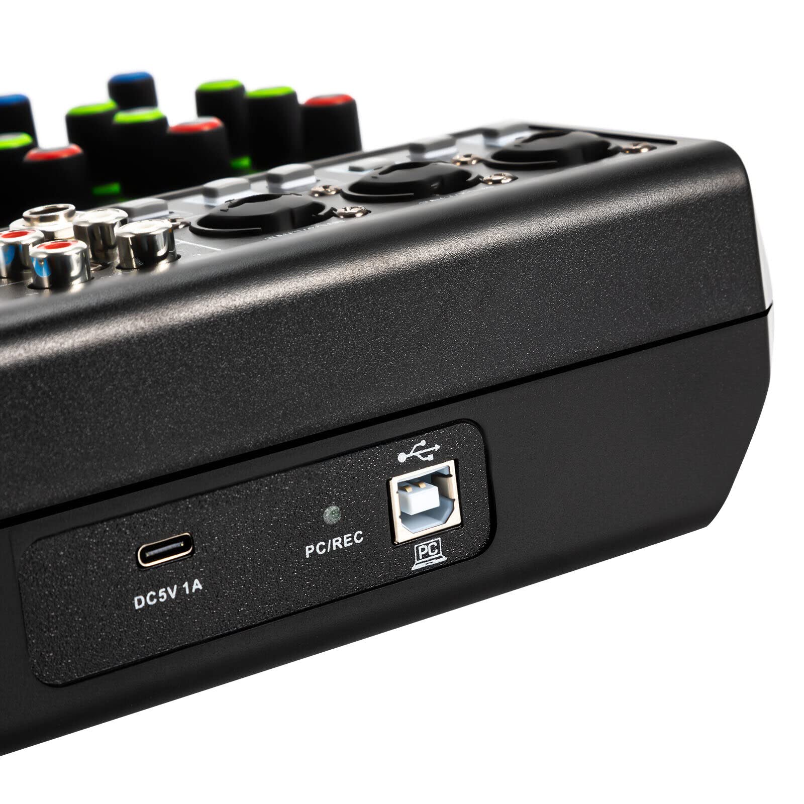 5-Kanal-Stereo-Sound-Mischkonsole, 5 Kanal USB Bluetooth Mixer Live Studio Audio Verstärker DJ Mischer DJ-Mischpult für PC Live Performance KTV Home Stage Musik Effekte Soundkarte