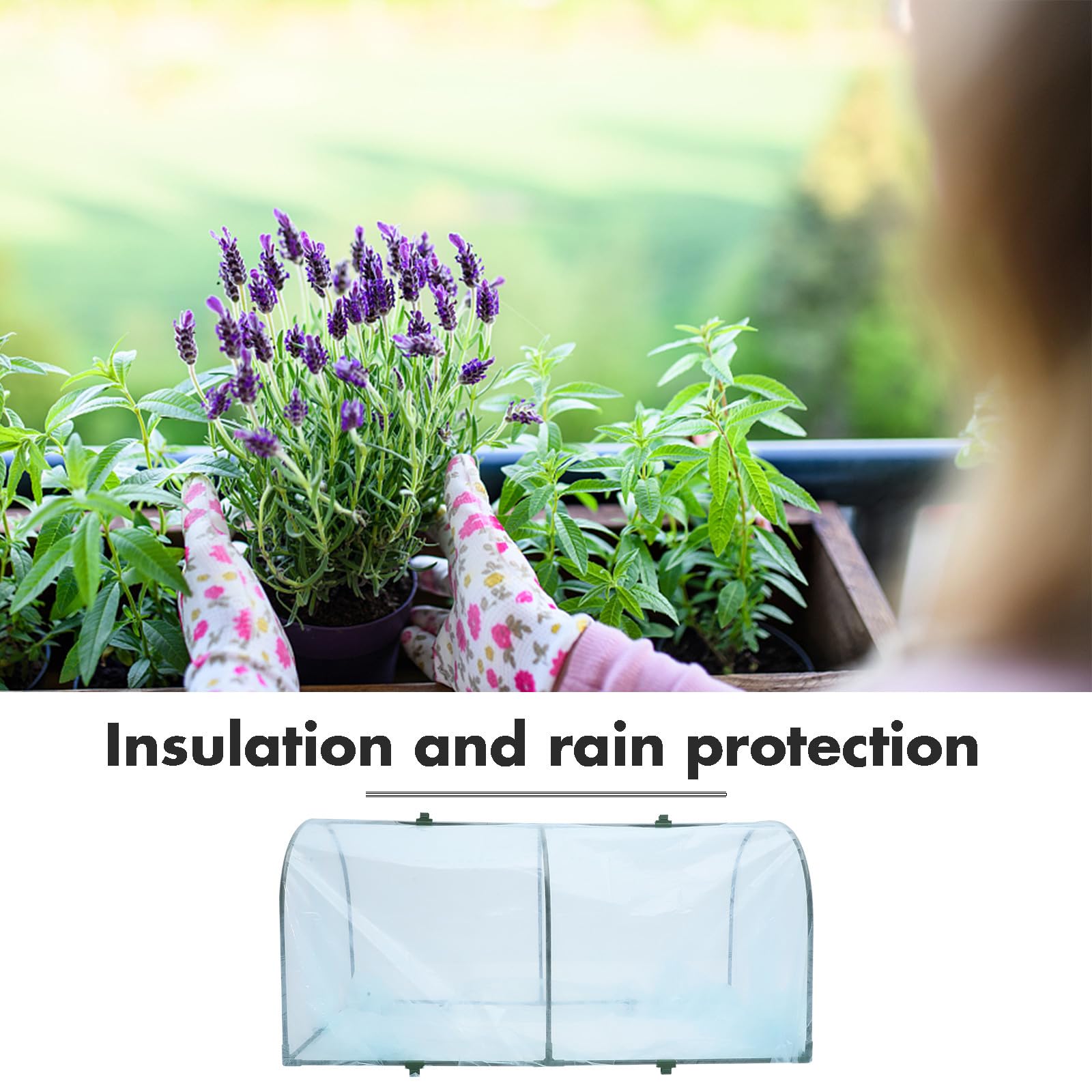 SOIMISS Cubierta de Invernadero Soporte de Hierro, Película Protectora de Invernadero, para Plantas y Verduras, Jardín Exterior, Conserva el Calor, Resistente al Viento Frío