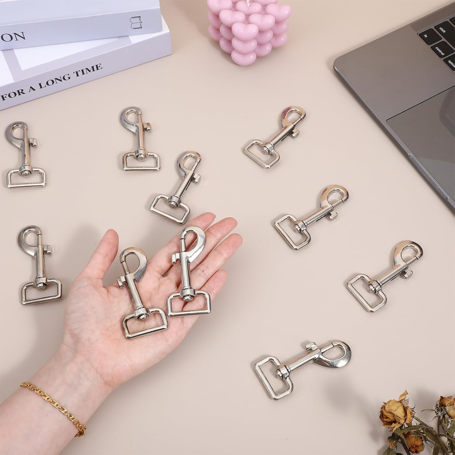 30 Pcs Swivel Snap Hooks for Dog Leash Heavy Duty 2.76 Inch Flag Clasp Single Ended Clip Hooks Multipurpose Bolt Snap for Keychain Camera Strap Linking Pet Leash (Delicate Style, 1 Inch Wide)