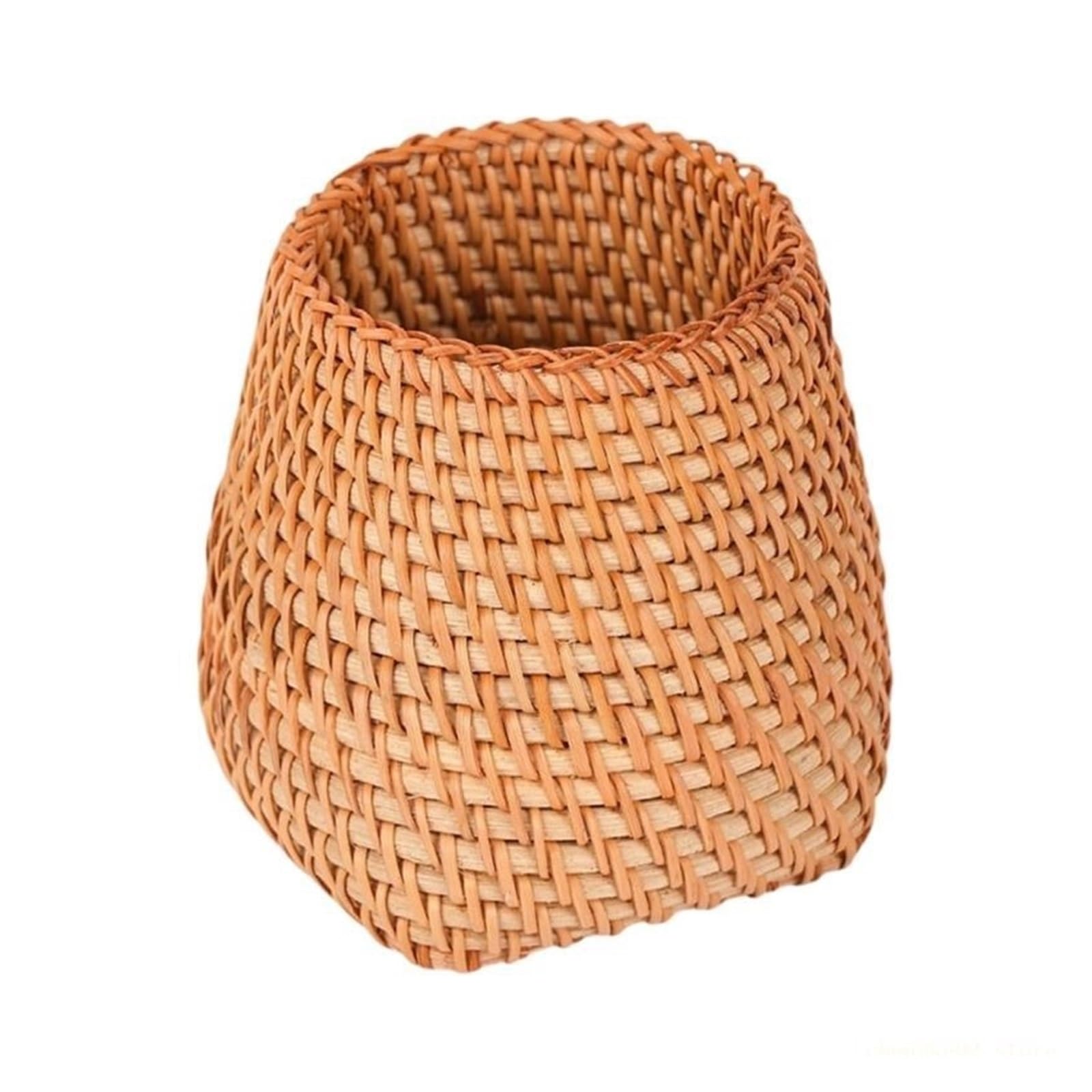ZNJAMN 1pcs Traditional Braided Rattan Pen Organiser Desktop Pencil Storage Container For Study Room Bedroom Countertop Offices Desk for pens(C)