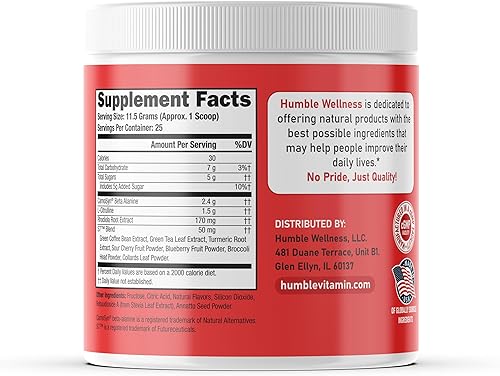 Miniatura 2 de Humble Wellness Pre-entrenamiento aumenta el enfoque, disminuye la fatiga mental, apoya el refuerzo de óxido nítrico, disminuye la fatiga muscular,