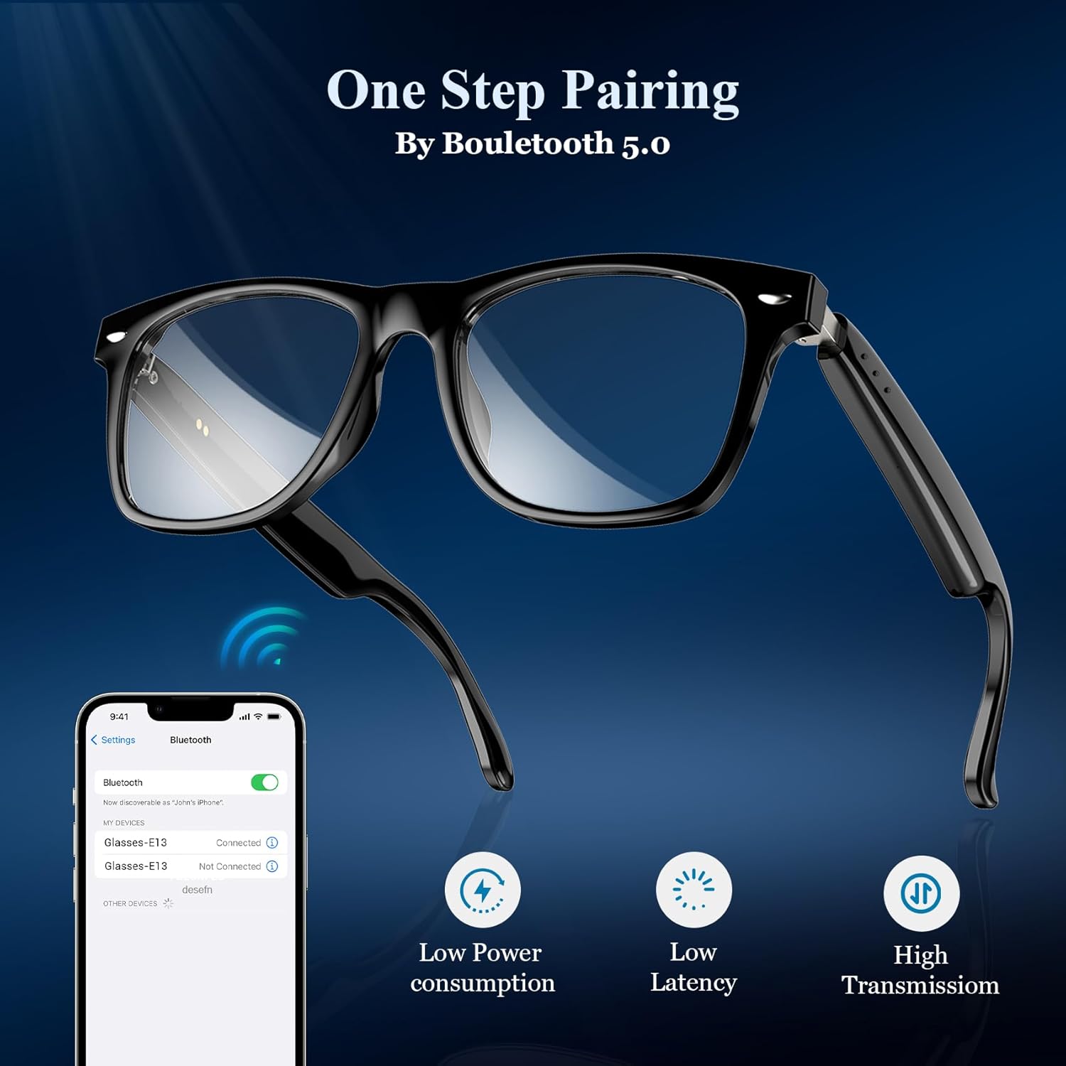 Blackview Smart Glasses, Polarized Bluetooth Sunglasses with Speaker, Voice Control, UV Protection, Anti Blue Light Lens