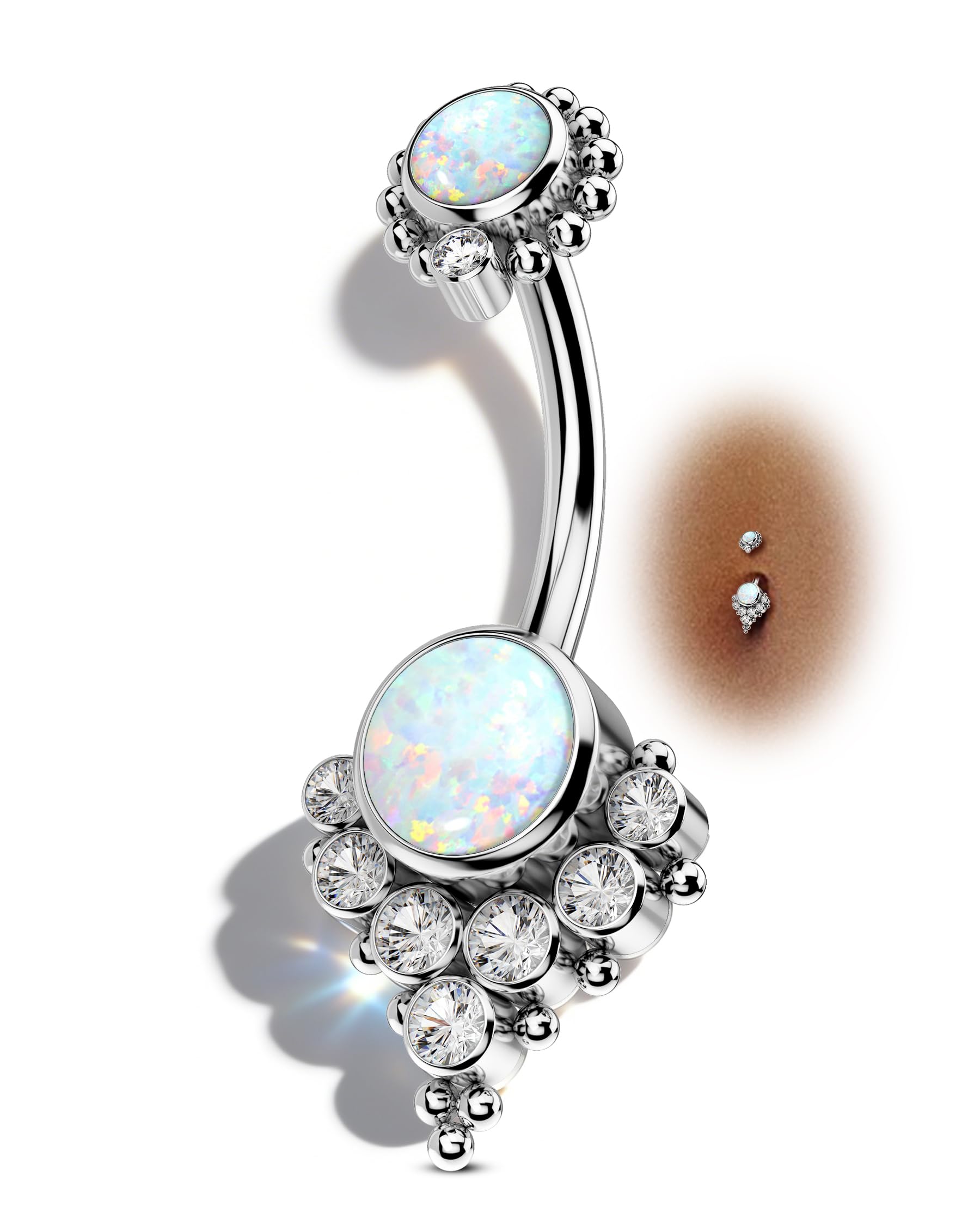 COCHARM G23 Solid Titanium Bezel Cluster Belly Ring