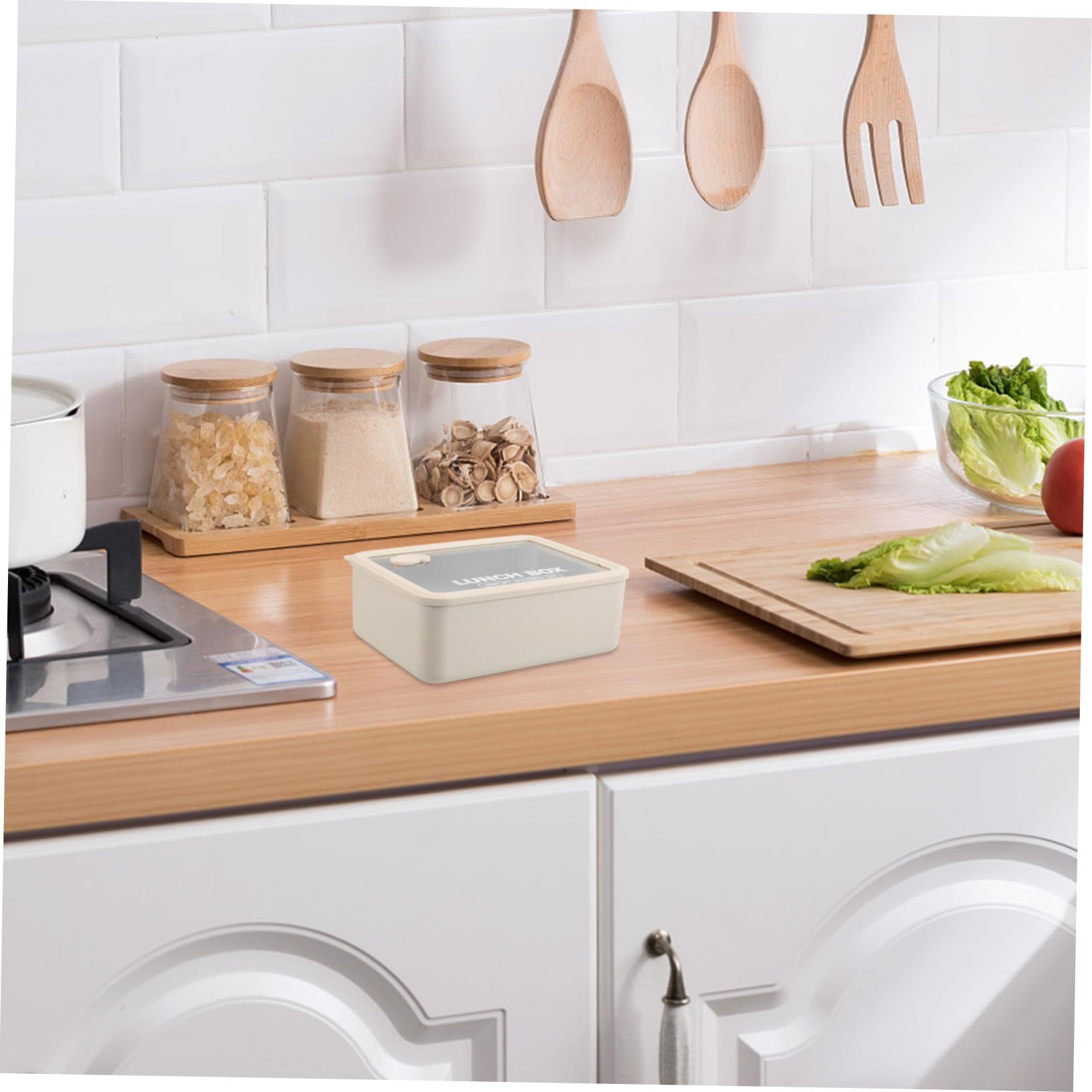 Fiambrera de Comida de Acero Inoxidable 304 con Tapa de Vidrio 1200 Ml Apta para Microondas Portátil para Adultos Oficina y Viaje