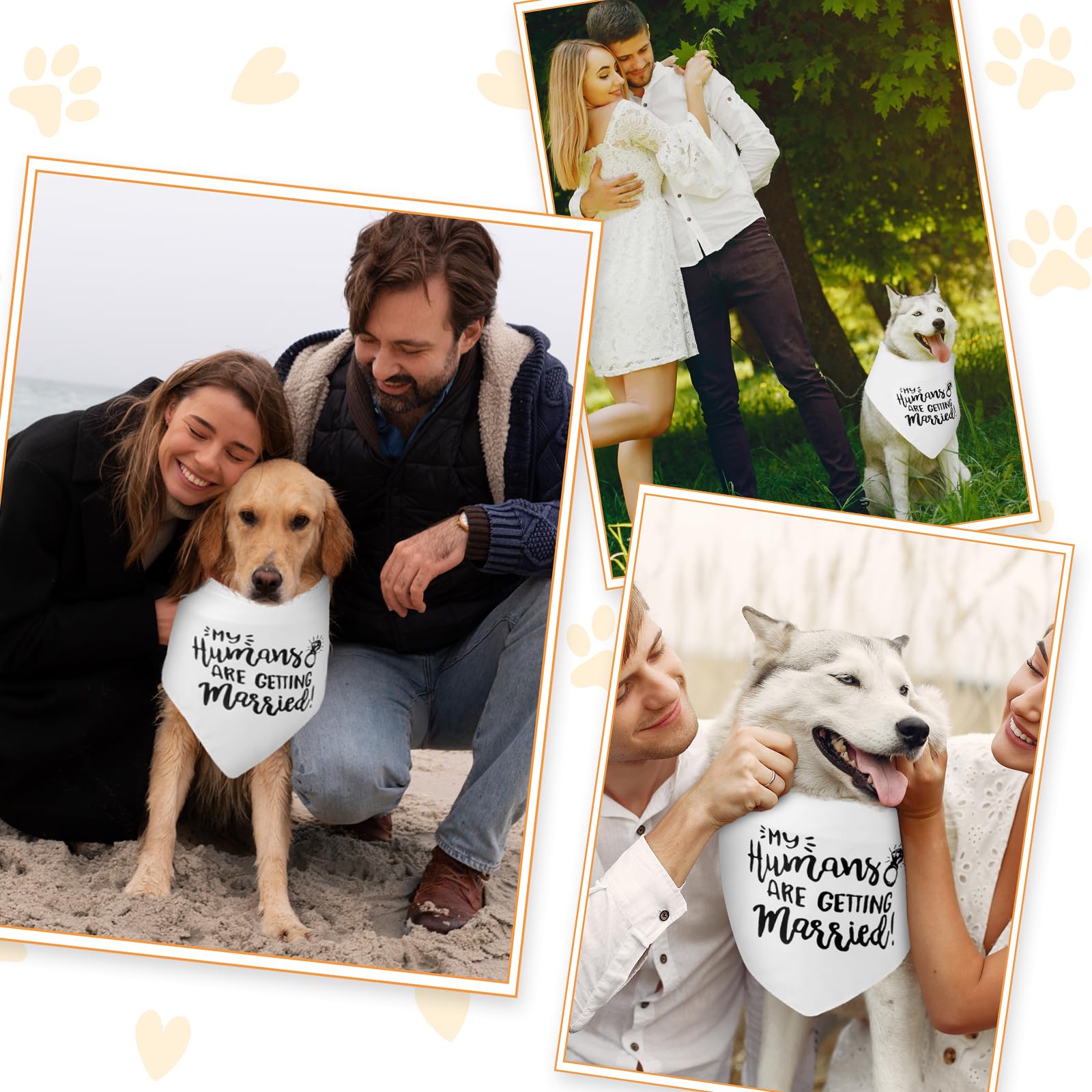 WLLHYF Regalo di fidanzamento Bandana per cani My Humans are Getting Married Sciarpa per animali domestici Annuncio di fidanzamento Bandana per cani Accessori per animali domestici per gli amanti dei