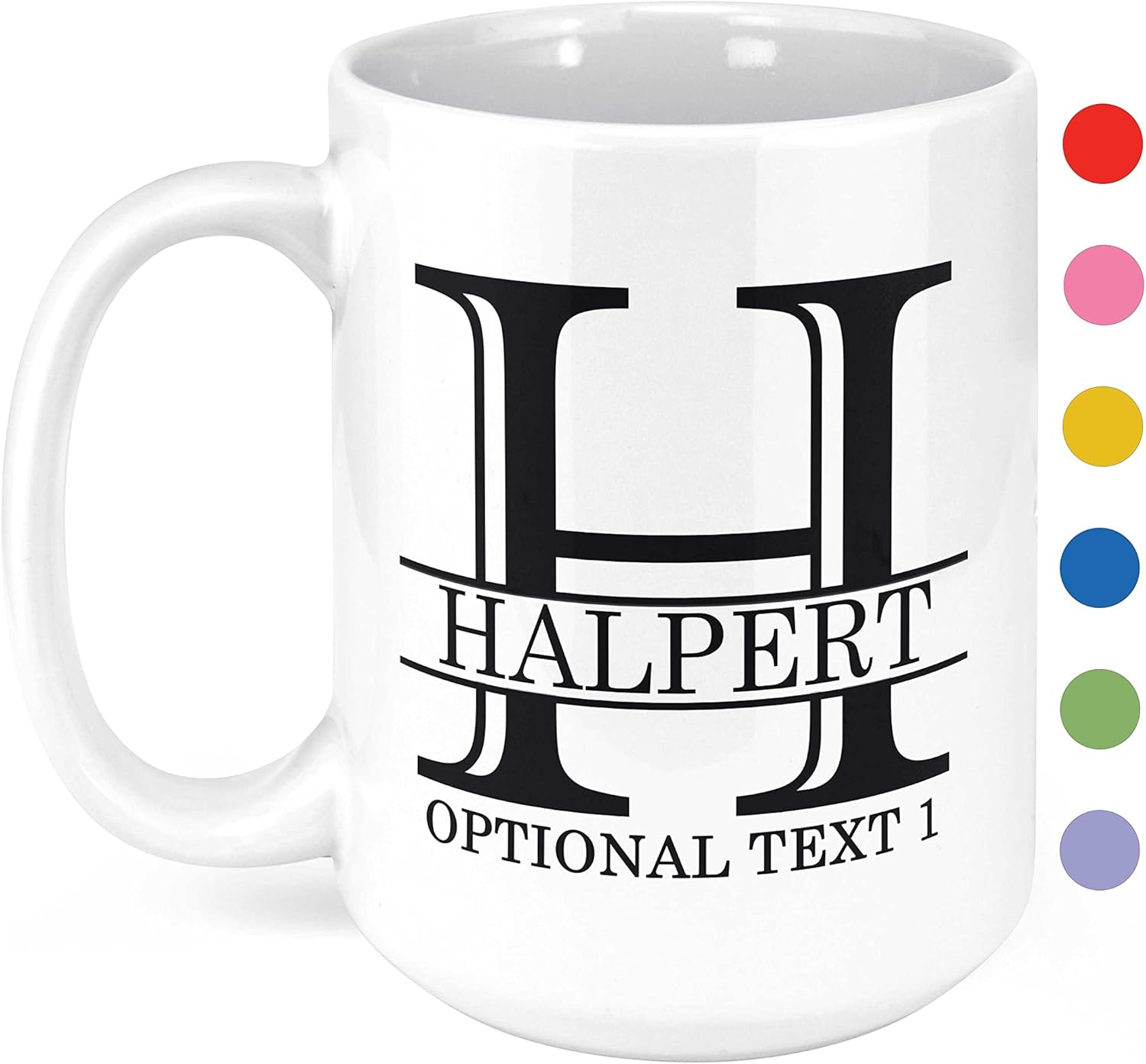 Personalized 15oz Ceramic Coffee Mug with Monogram Custom Text Name Initials - Dishwasher Microwave Safe Gifts for Men Women