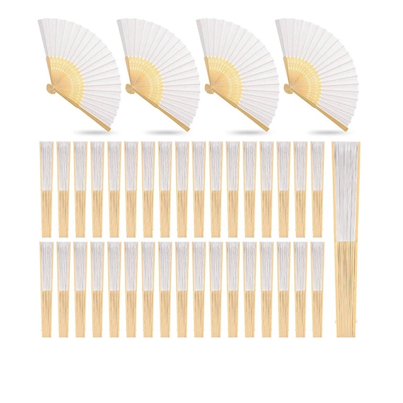 Papierfächer 40 Stück weiße Faltfächer aus Papier, Handfächer for Hochzeiten, Party-Dekoration