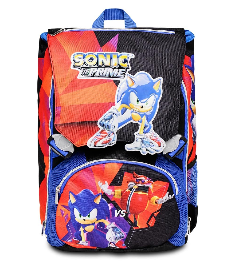 Seven Sonic Rucksack für Schule, Sport & Freizeit, Erweiterbarer Schulranzen, Geräumige Schultasche für Teenager, Kinder Mädchen und Jungen, Extra Platz, Trinkflaschenfach