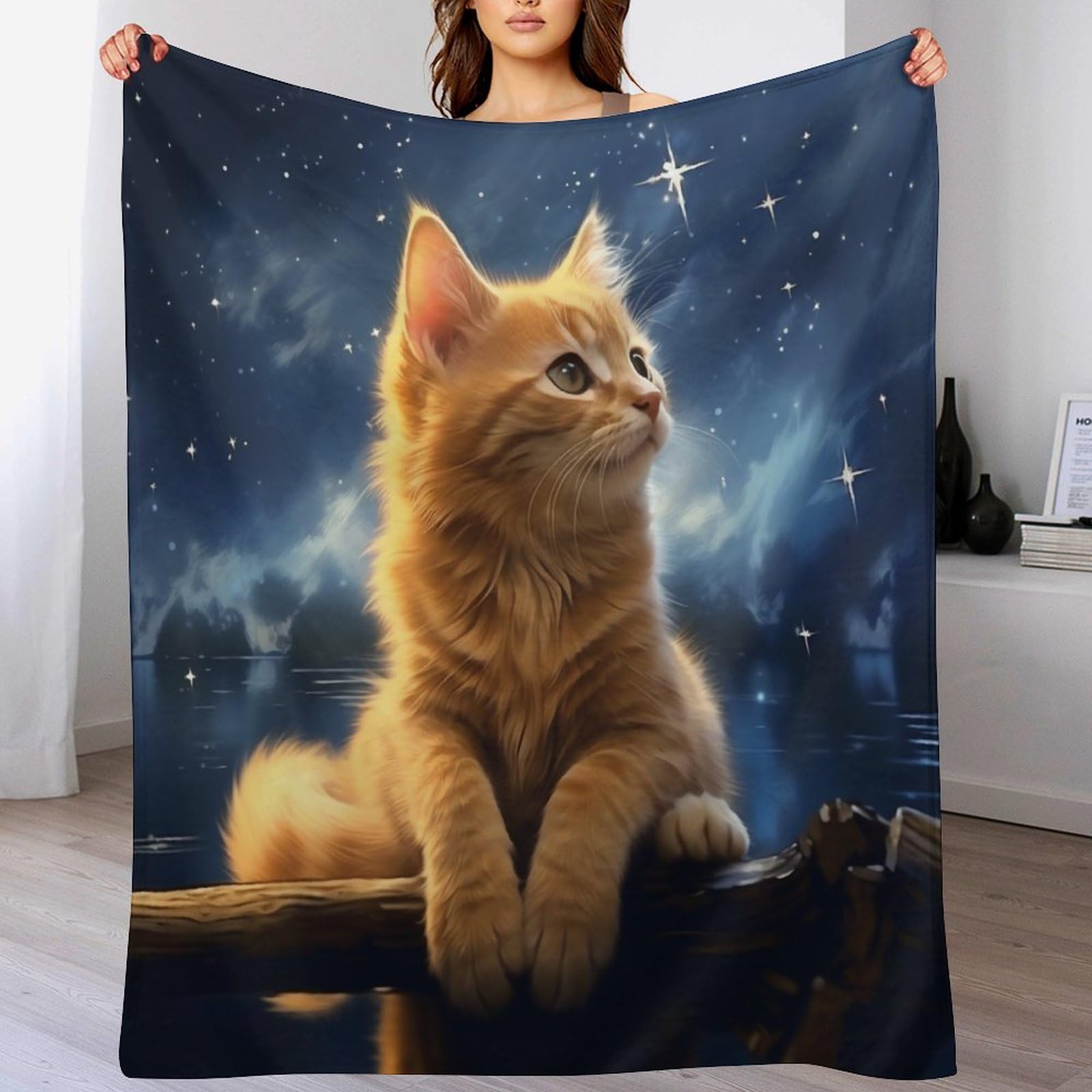 Decke Flannel Kuscheldecken Cute Katze Couchdecke, Übergroße Warme Super Weiche Vier Jahreszeiten Decke, Schlafdecke Tagesdecke （150×200cm）