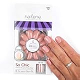 So Chic Short Artificial Nails, Pink High Gloss – Fake Nail Kit with 28 Nails (12 Sizes) and Nail Glue Included – Designed for Comfort & Natural Look – False Nails with up to 7 Days of Wear