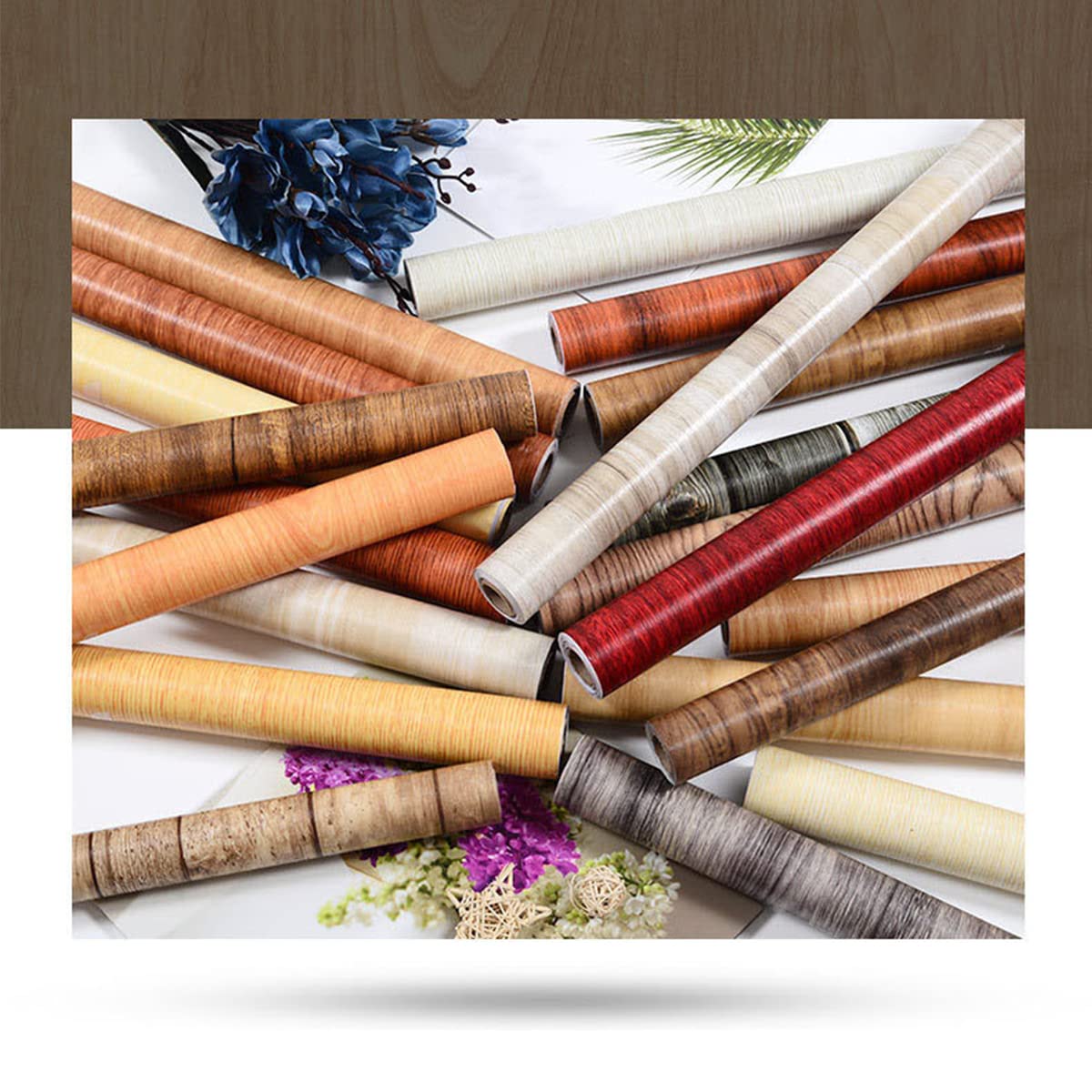 Adesivi per Mobili Autoadesivi Effetto Legno 40 cm x 3m Carta da Parati con Retro Adesivo Pellicola Vinilica a Grana di Legno per Tavolo da Appoggio a Parete