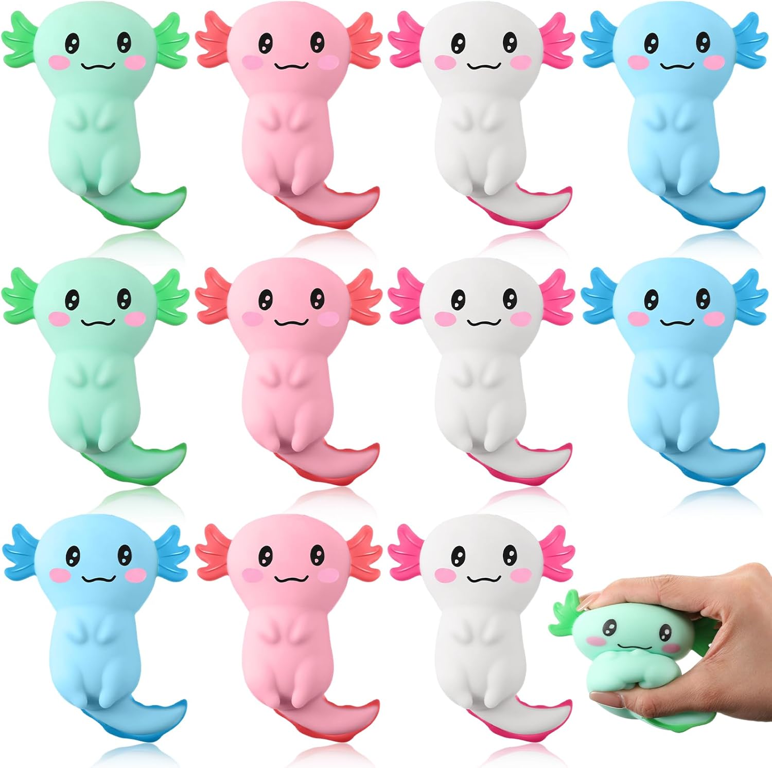 Axolotl Party Favors Sensory Fidget Toy Bulk Stress Relief Gifts Squeeze Axolotl Stress Balls Birthday Goodie Bag Stuffers for Boys Girls(8 Pcs)