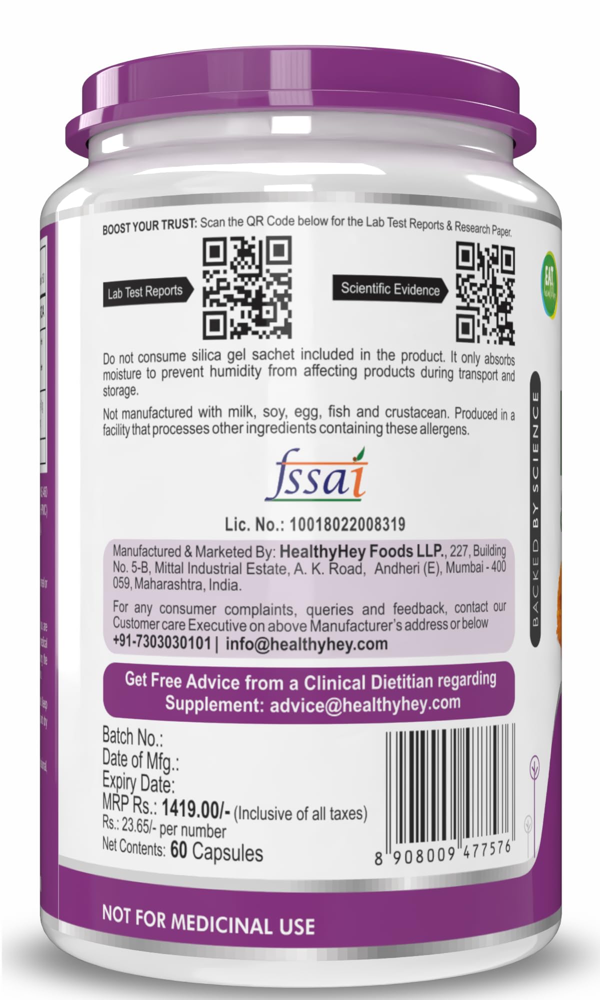 HealthyHey Lutein with Zeaxanthin - Support Eyes Health - 60 Veg. Capsules (Pack of 1) 1