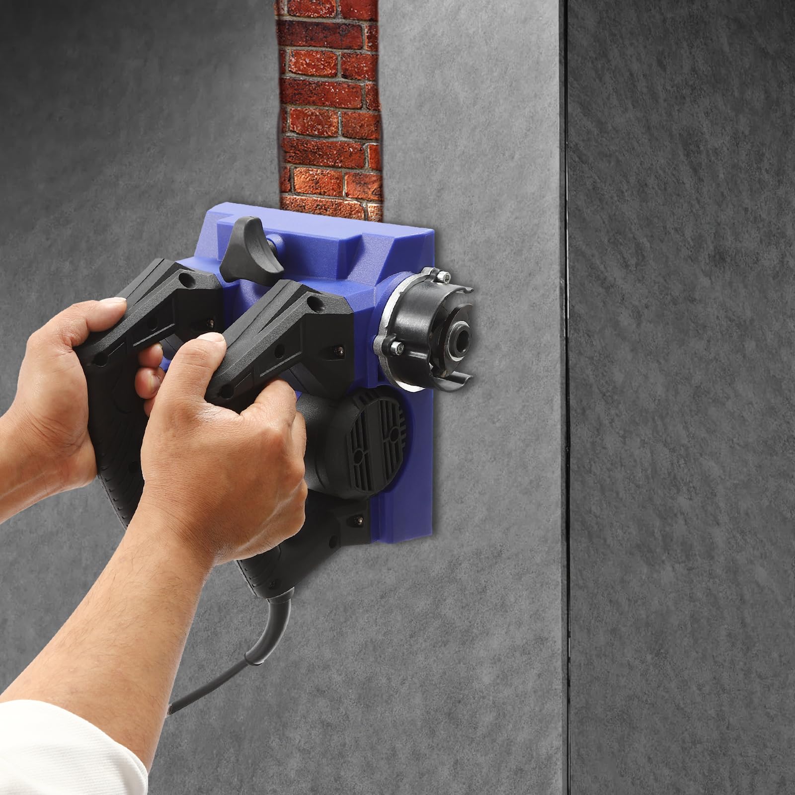 1300W Elektrischer Wandhobel,Schleifer Putzfräse Mauerfräse Estrichfräse Mauer Fräse Sanierungsfräse Betonschleifer Betonfräse von 1000 bis 4000RPM,Wand Schleifer Hobeltiefe 1-4 mm (Blau)