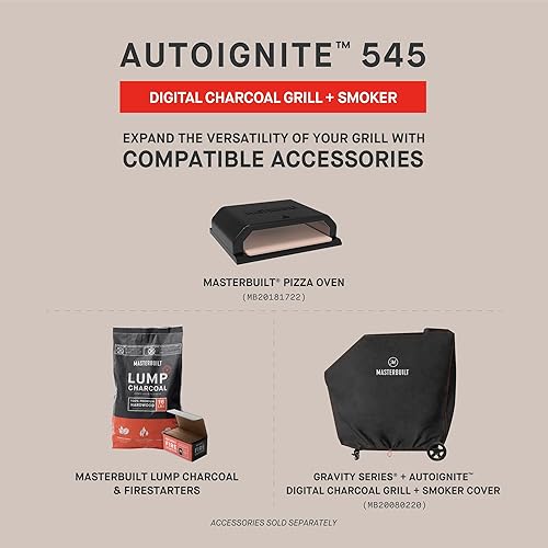Miniatura 17 de Masterbuilt AutoIgnite 545 - Combo de parrilla digital de carbón y ahumador para asar fácilmente, control digital, aplicación, placa de cerrojo,