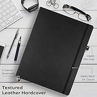 Vista 5 de Cuaderno de papel cuadriculado, cuaderno de tapa dura de 8.5 x 11, cuaderno de cuadrícula para mujeres, hombres, diarios grandes de cuero