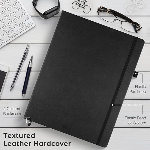 Miniatura 5 de Cuaderno rayado, cuaderno de rayas universitarias para mujeres y hombres, páginas numeradas con contenido de índice, 2 bolsillos interiores, 2