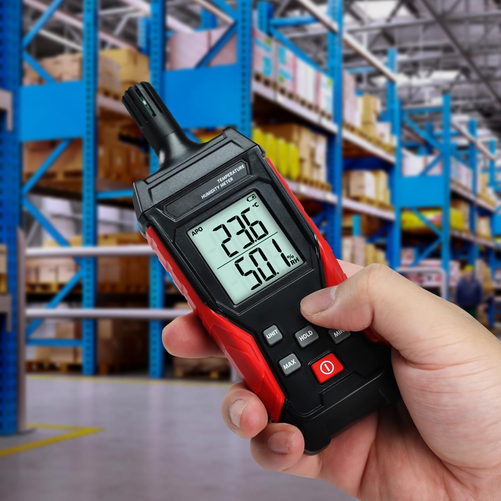 Termómetro digital e higrómetro con sensor de alta precisión con pantalla retroiluminada de 4 dígitos, control de temperatura y humedad en tiempo real, termo-higrómetro para el hogar, oficina