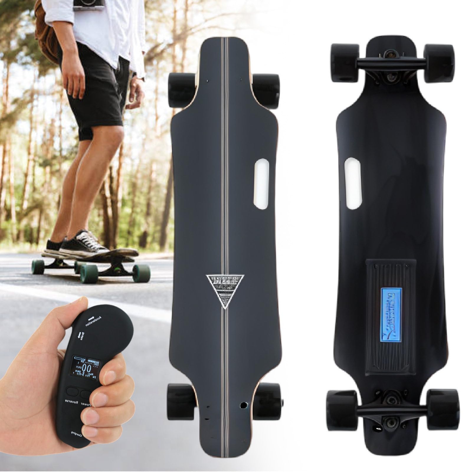 pedenencelia Electric Longboard Skateboard/Electric Skateboard With Upgraded Lcd Remote Controlfor,4 Gear Settings,Maximum Speed 15-30 Km/H,Support Dual Power/Speed Display Endurance(dualdrive) 16km