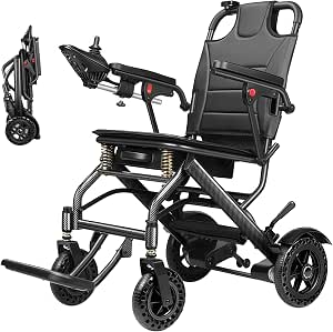 Electric Wheelchair for Adults and Seniors, Ultralight Aluminum Frame, 3-Second Fold, 420 lbs Capacity, All Terrain Travel