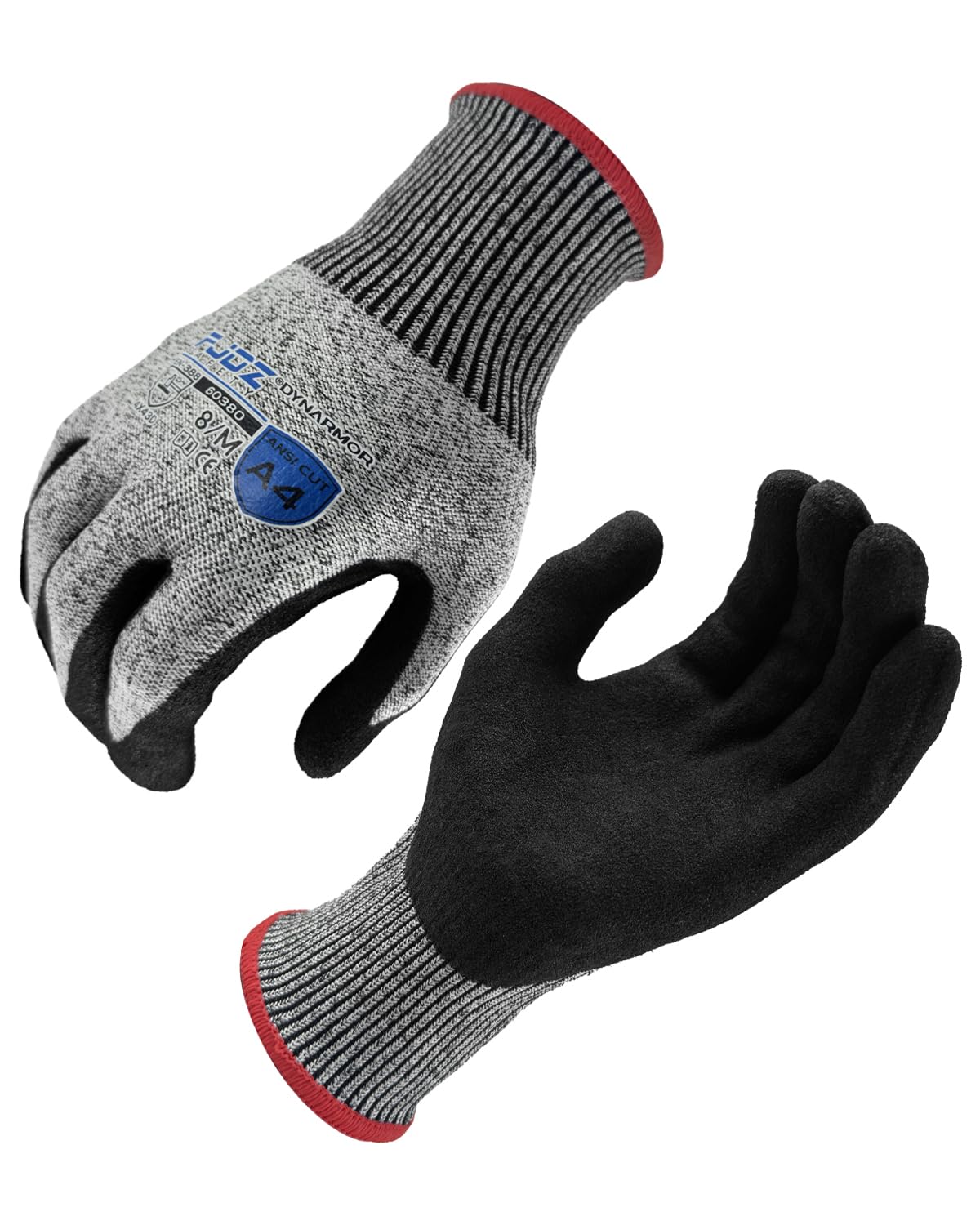 A7 Cut Resistant Work Gloves, 3 Pairs Nitrile Coated Cutting Glove for Woodworking,Construction,Fishing,Metalwork