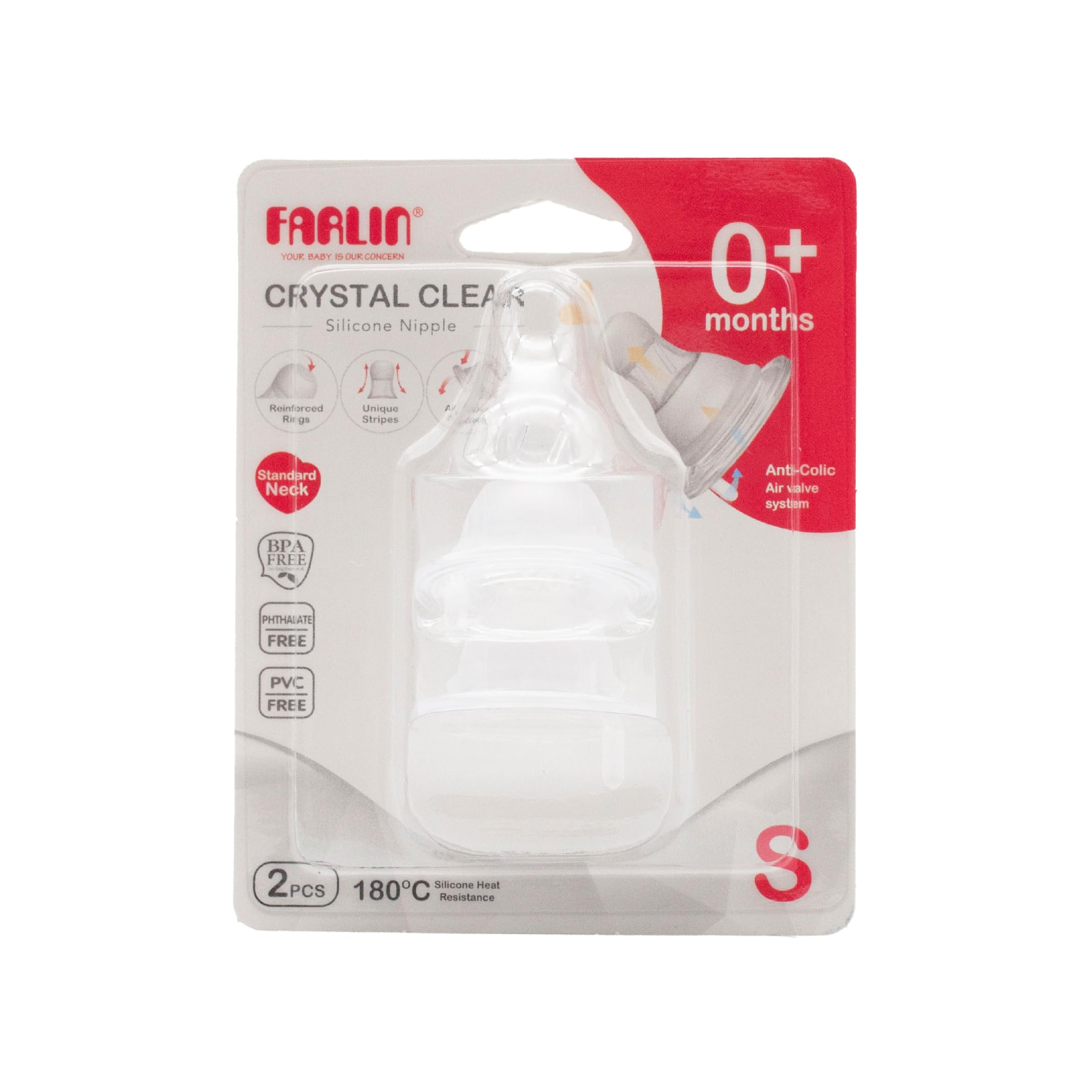 FARLIN Anti-Colic Silicone Nipple, BPA-Free, Soft & Flexible, Wide Neck, Slow Flow, Easy Latch-On, Compatible with Standard Bottles for 0+ Months Babies (S)-picture-12